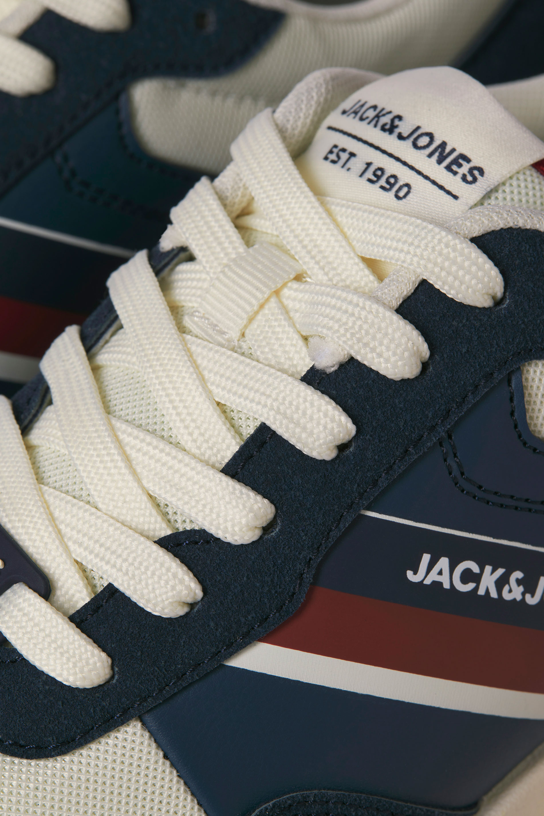 JACK & JONES Navy blue & Red Side Panel Trainers | BadRhino 5