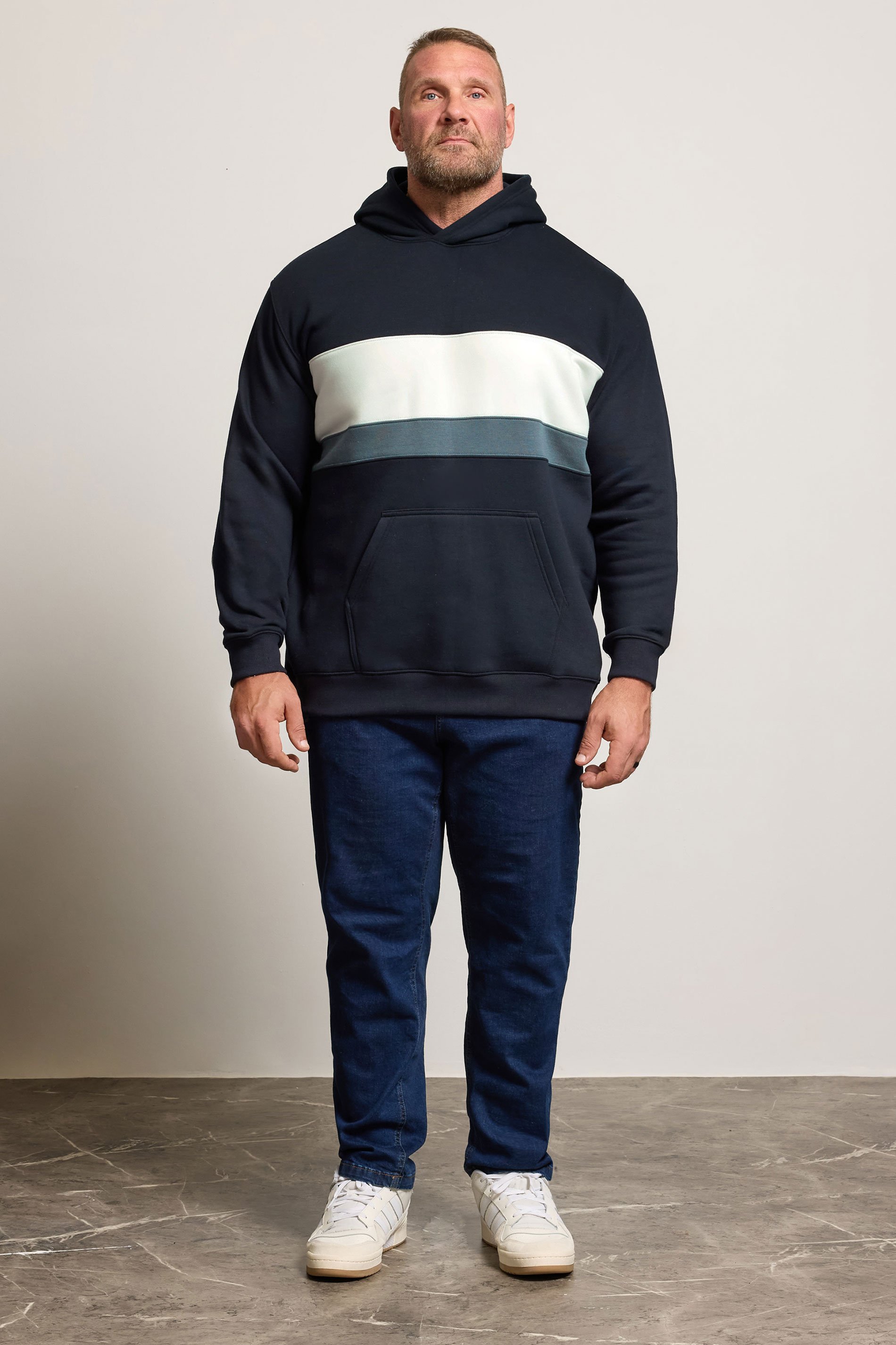 BadRhino Big & Tall Navy Blue Cut & Sew Hoodie | BadRhino 2
