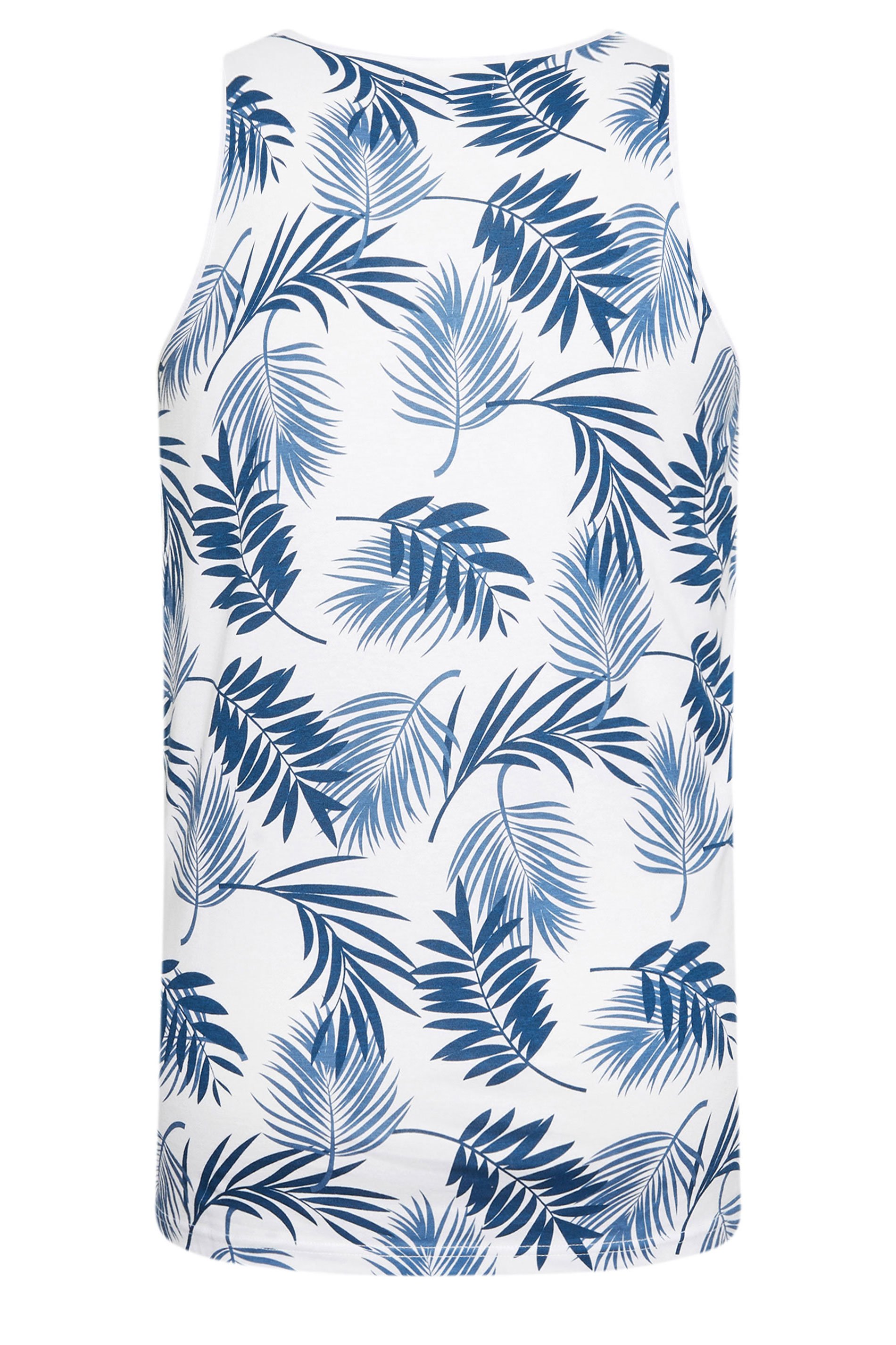 BadRhino Big & Tall White Leaf Print Vest Top | BadRhino 5
