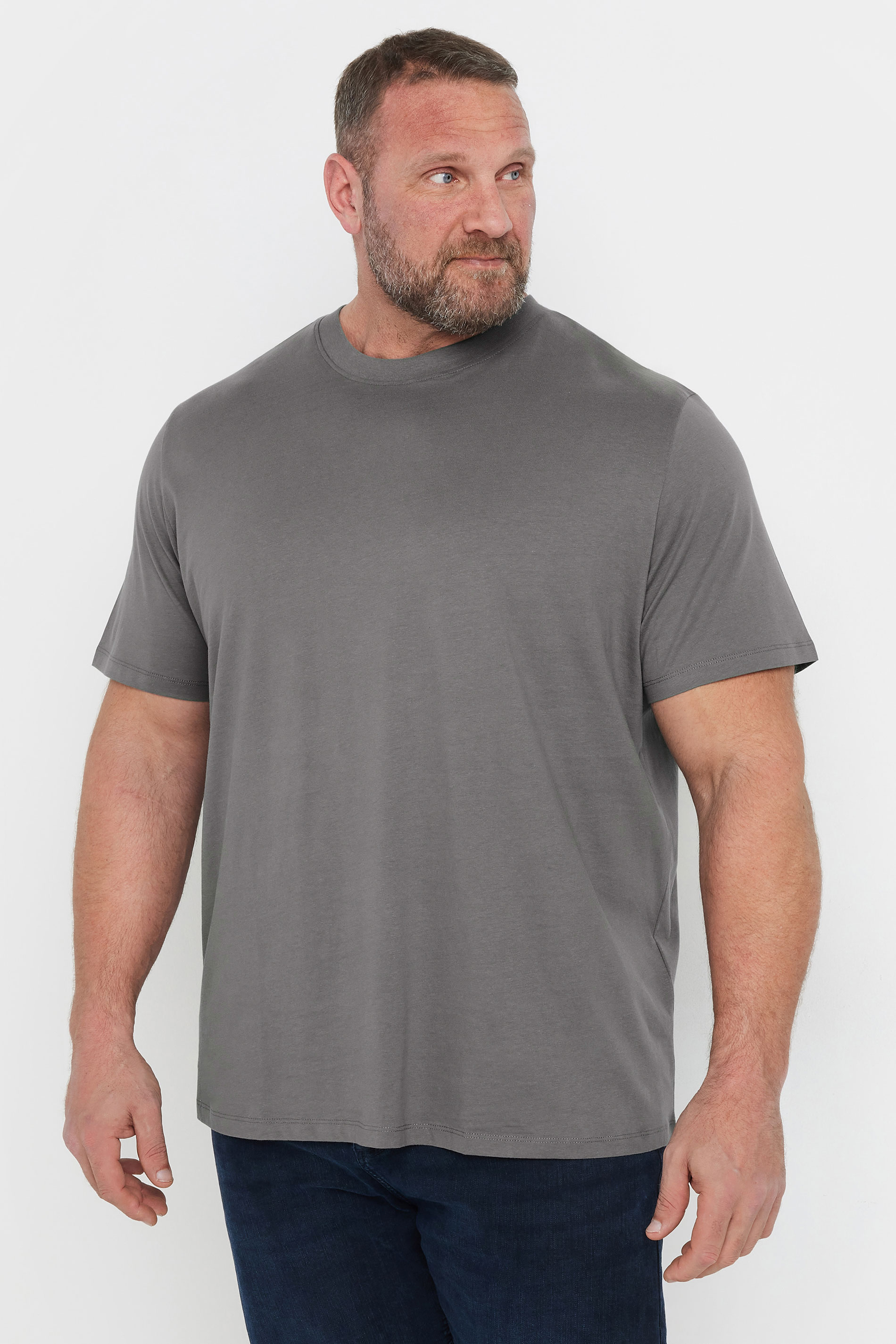 JACK & JONES Big & Tall Grey Oversized T-Shirt | BadRhino 1
