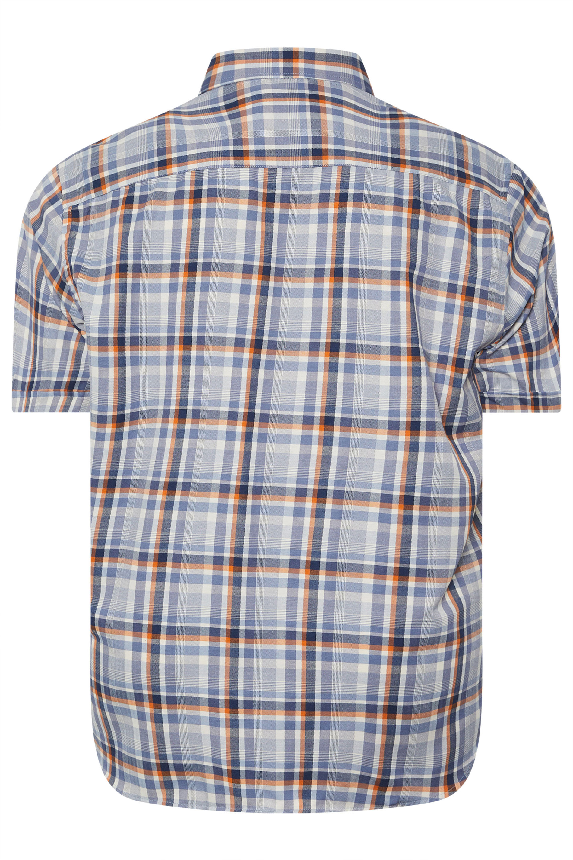 KAM Big & Tall Blue Short Sleeve Check Shirt | BadRhino 4