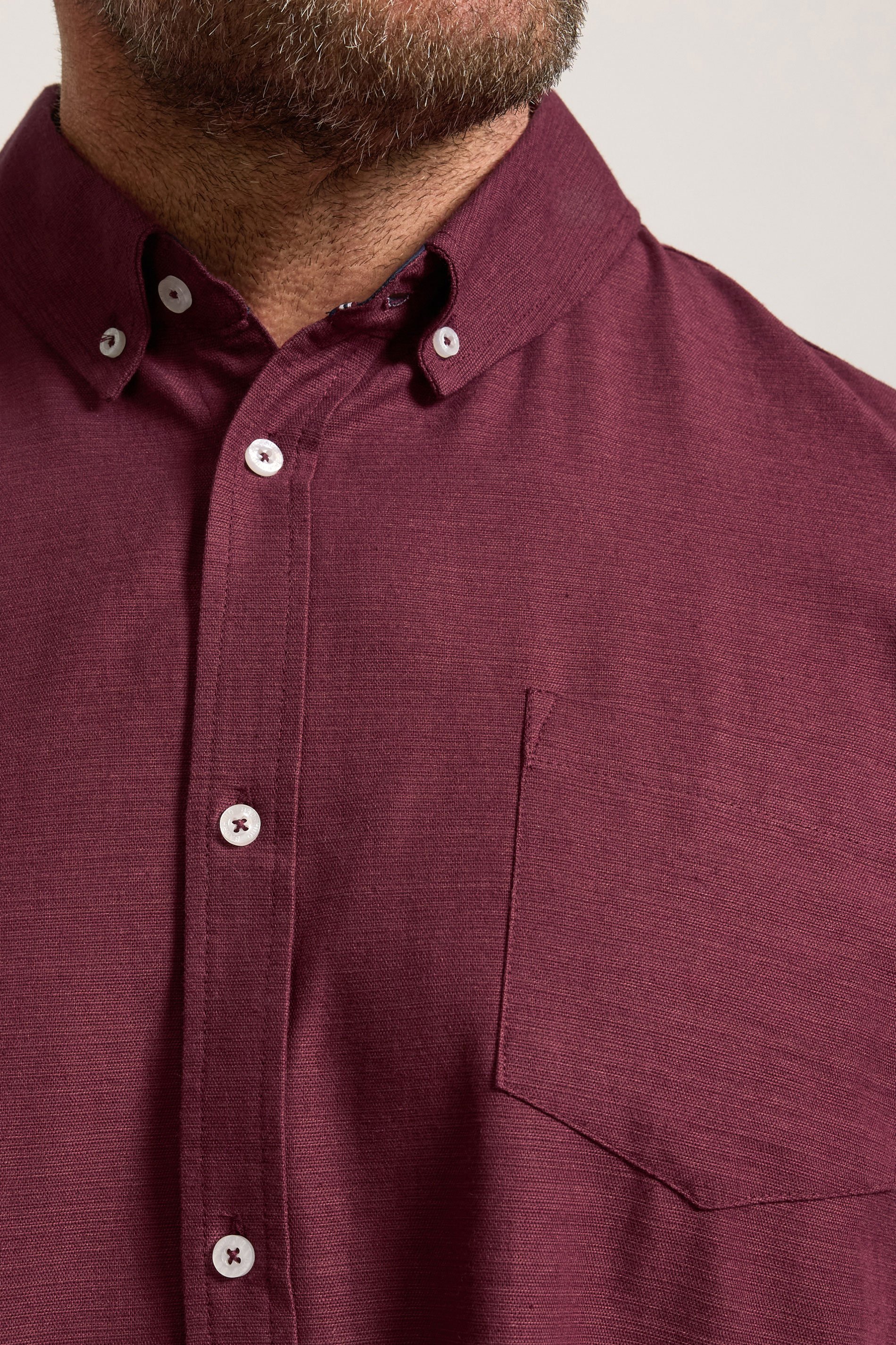 BadRhino Big & Tall Burgundy Red Long Sleeve Slub Shirt | BadRhino 5