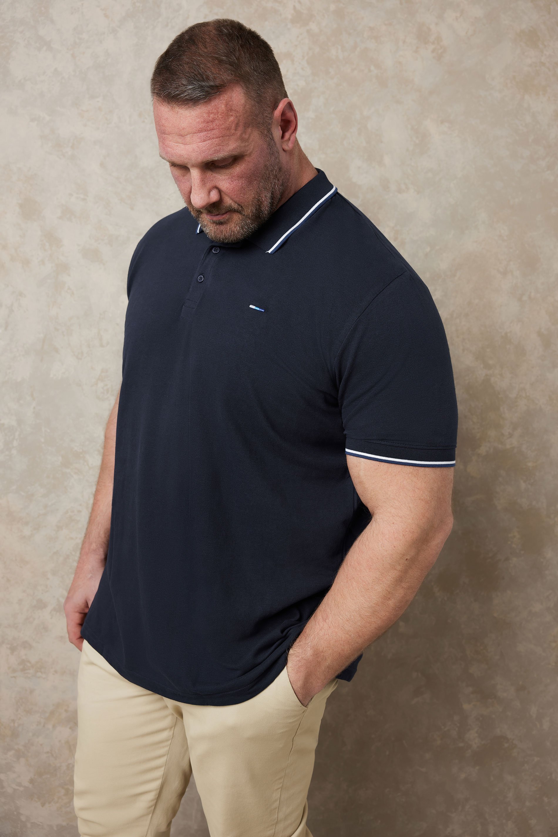 BadRhino Navy Blue Essential Tipped Polo Shirt | BadRhino 1