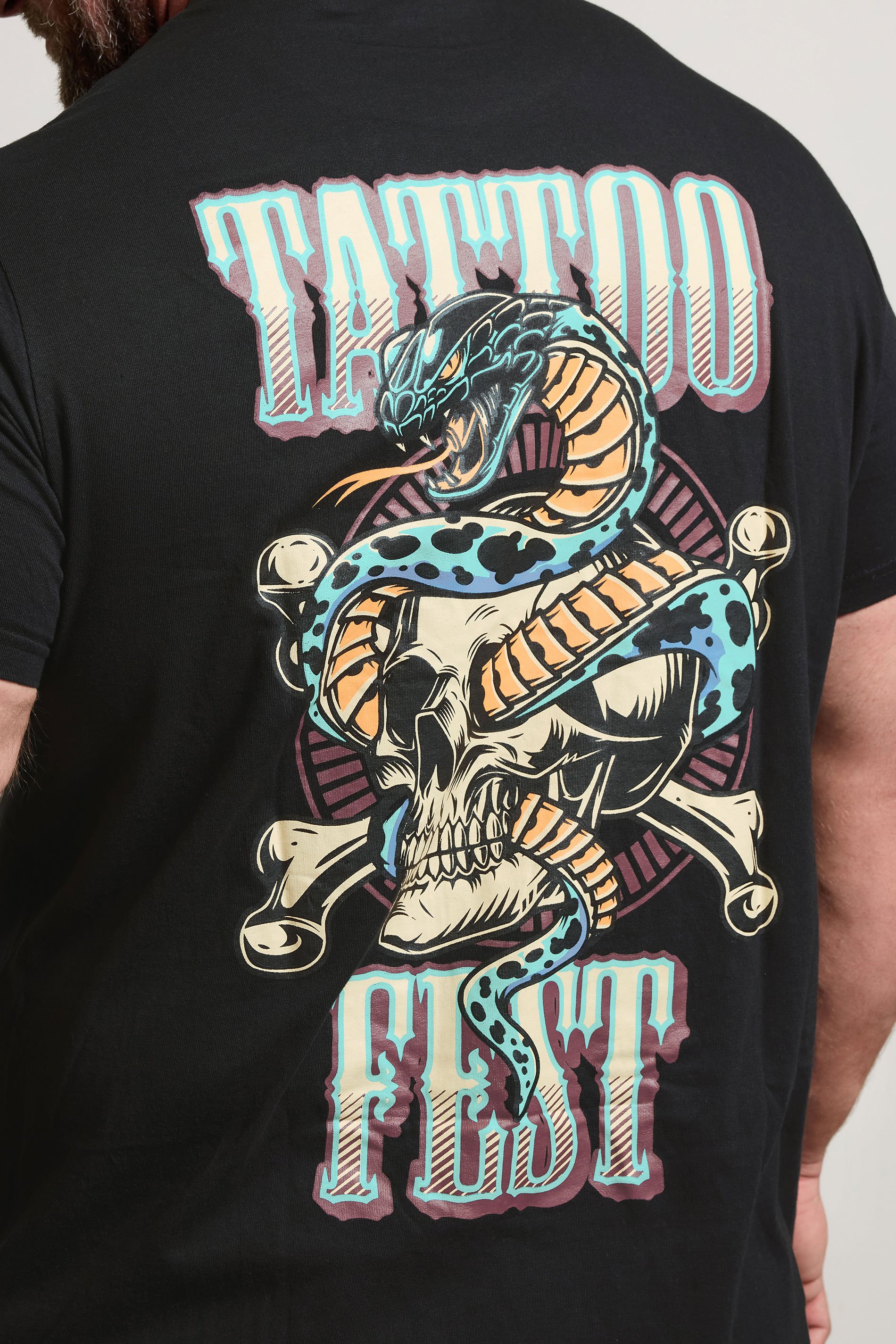 BadRhino Big & Tall Black 'Tattoo Fest' Graphic Print T-Shirt | BadRhino 5