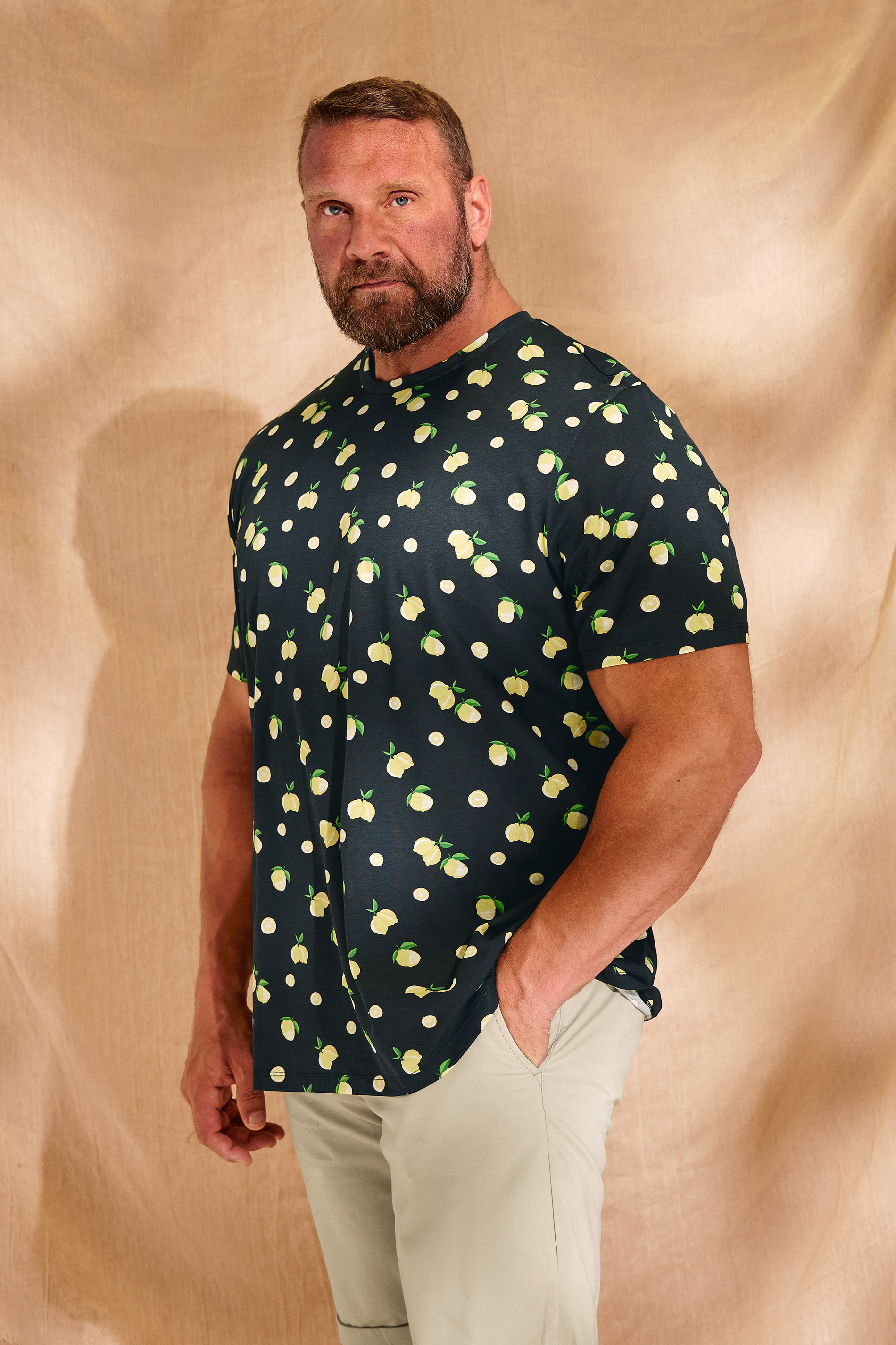 JACK & JONES Black Lemon Print T-Shirt | BadRhino 1