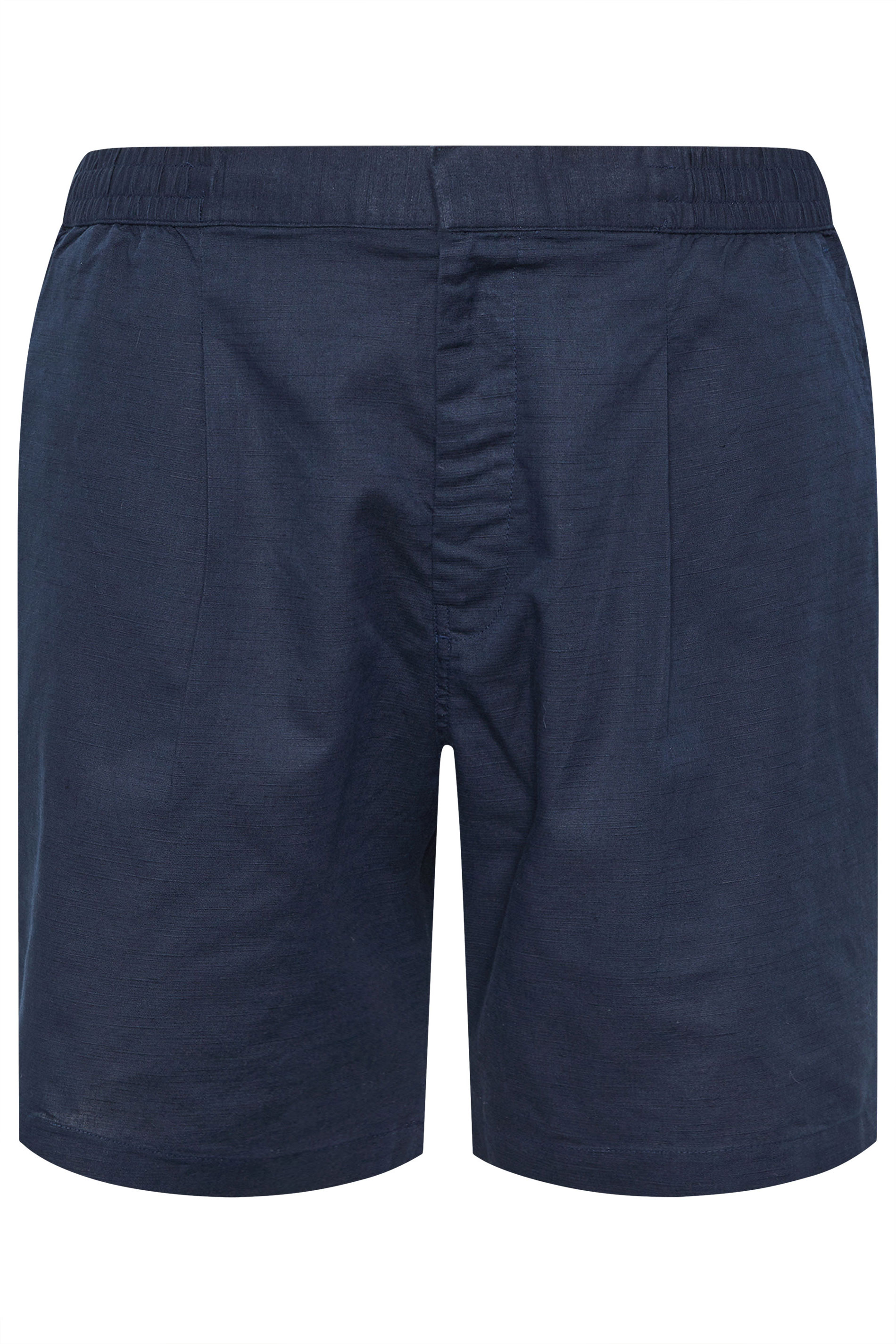 BadRhino Big & Tall Navy Blue Cotton Linen Mix Shorts | BadRhino 8