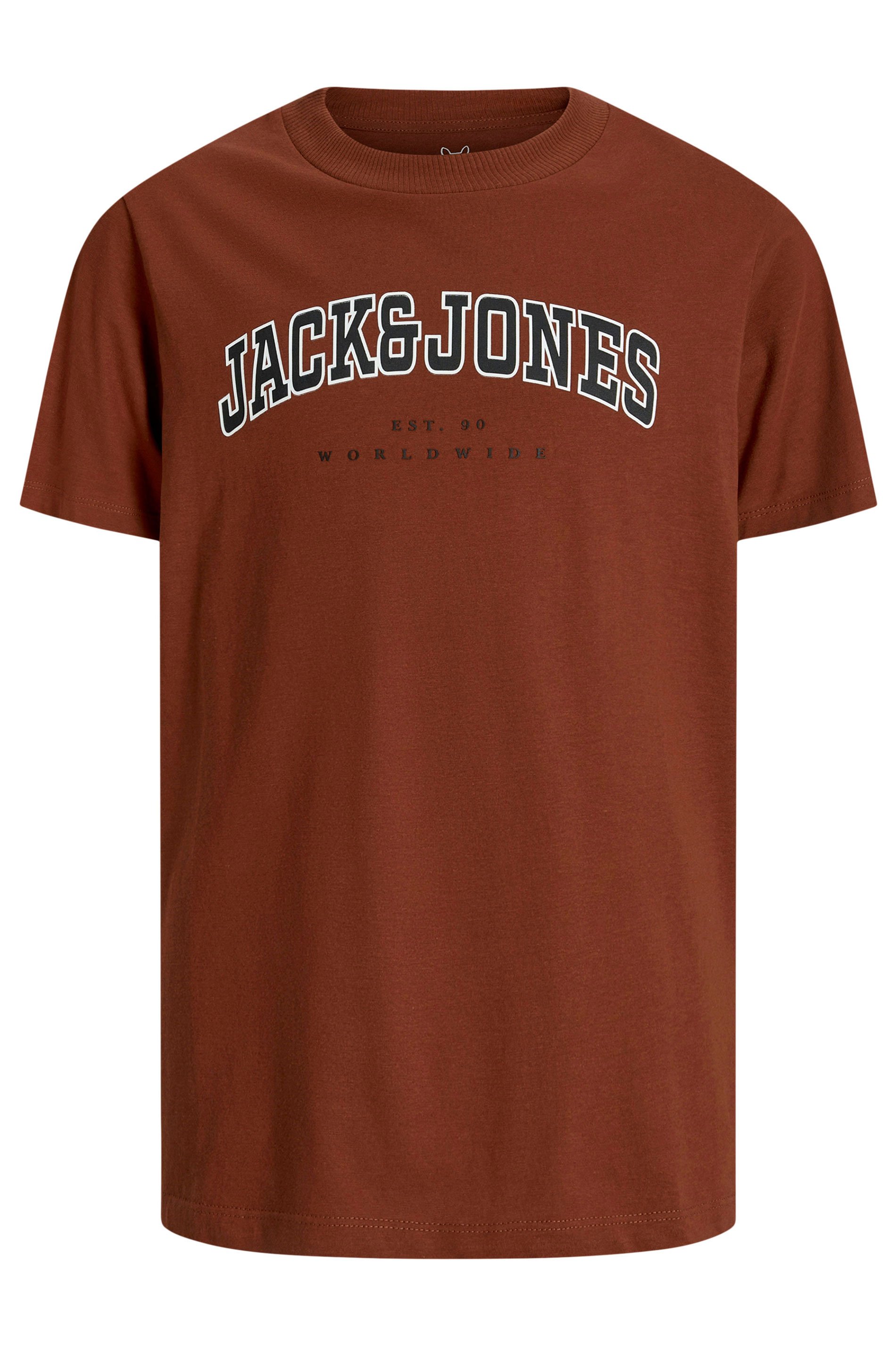 JACK & JONES Big & Tall Burnt Henna Red Varsity Logo T-Shirt | BadRhino 3