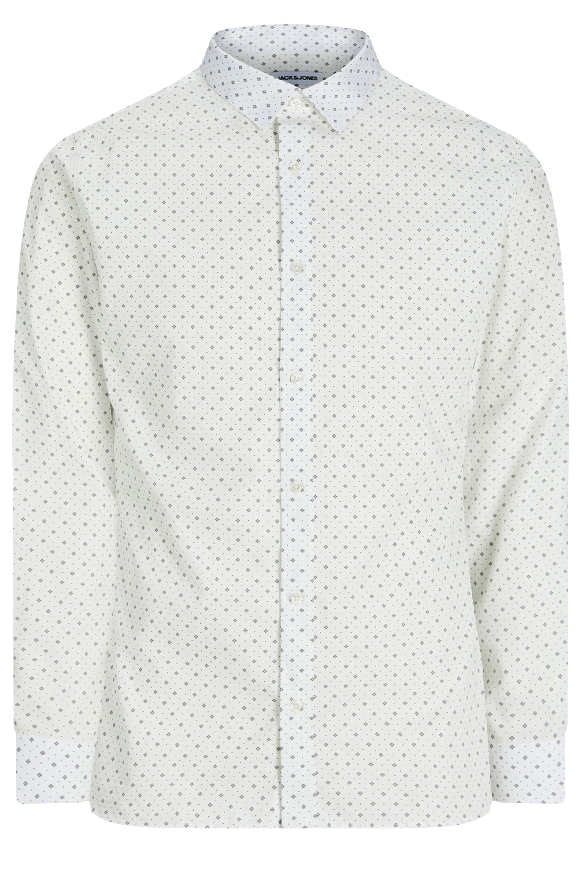 JACK & JONES Big & Tall White Geometric Print Shirt | BadRhino 3