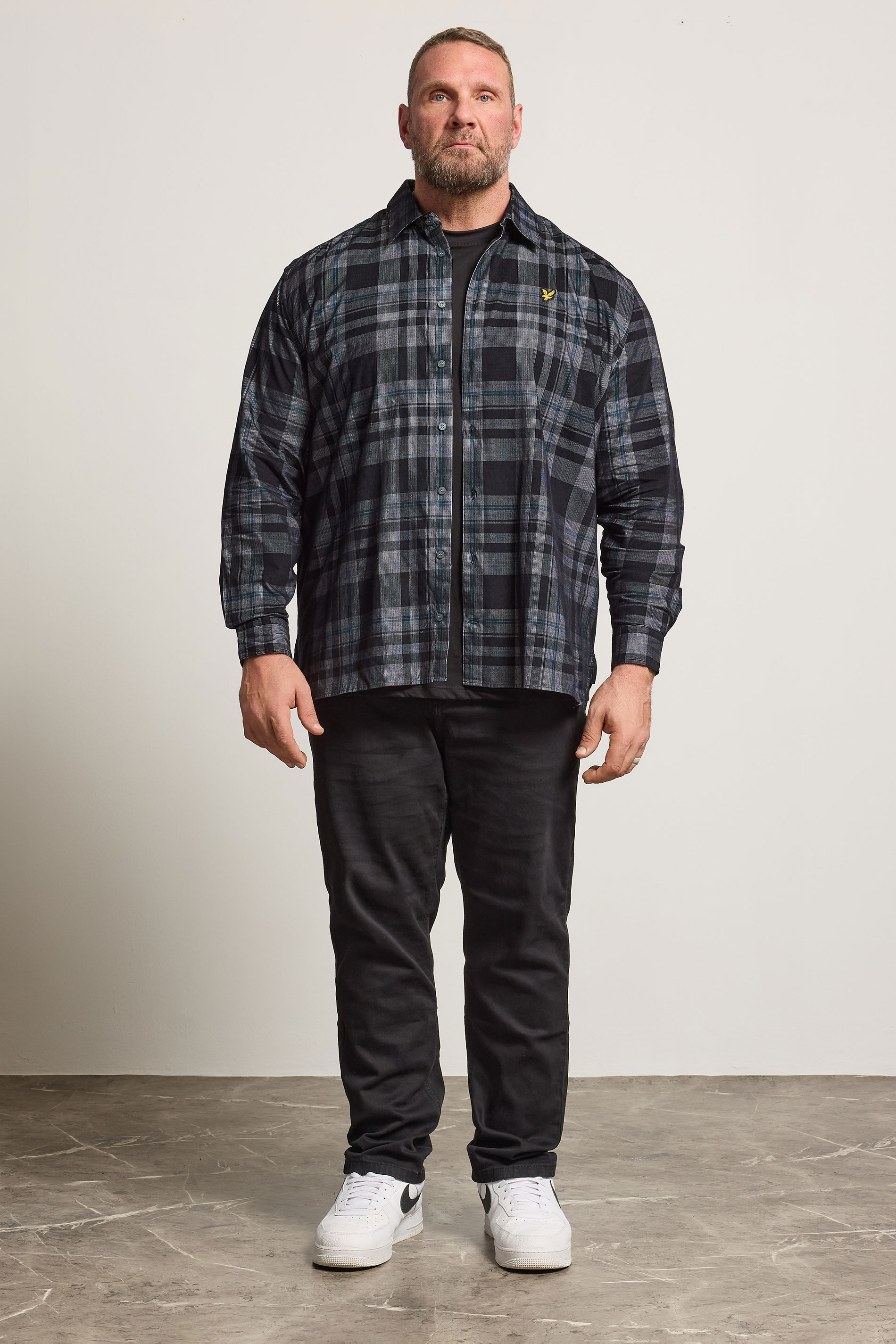 LYLE & SCOTT Big & Tall Black & White Check Shirt | BadRhino 2