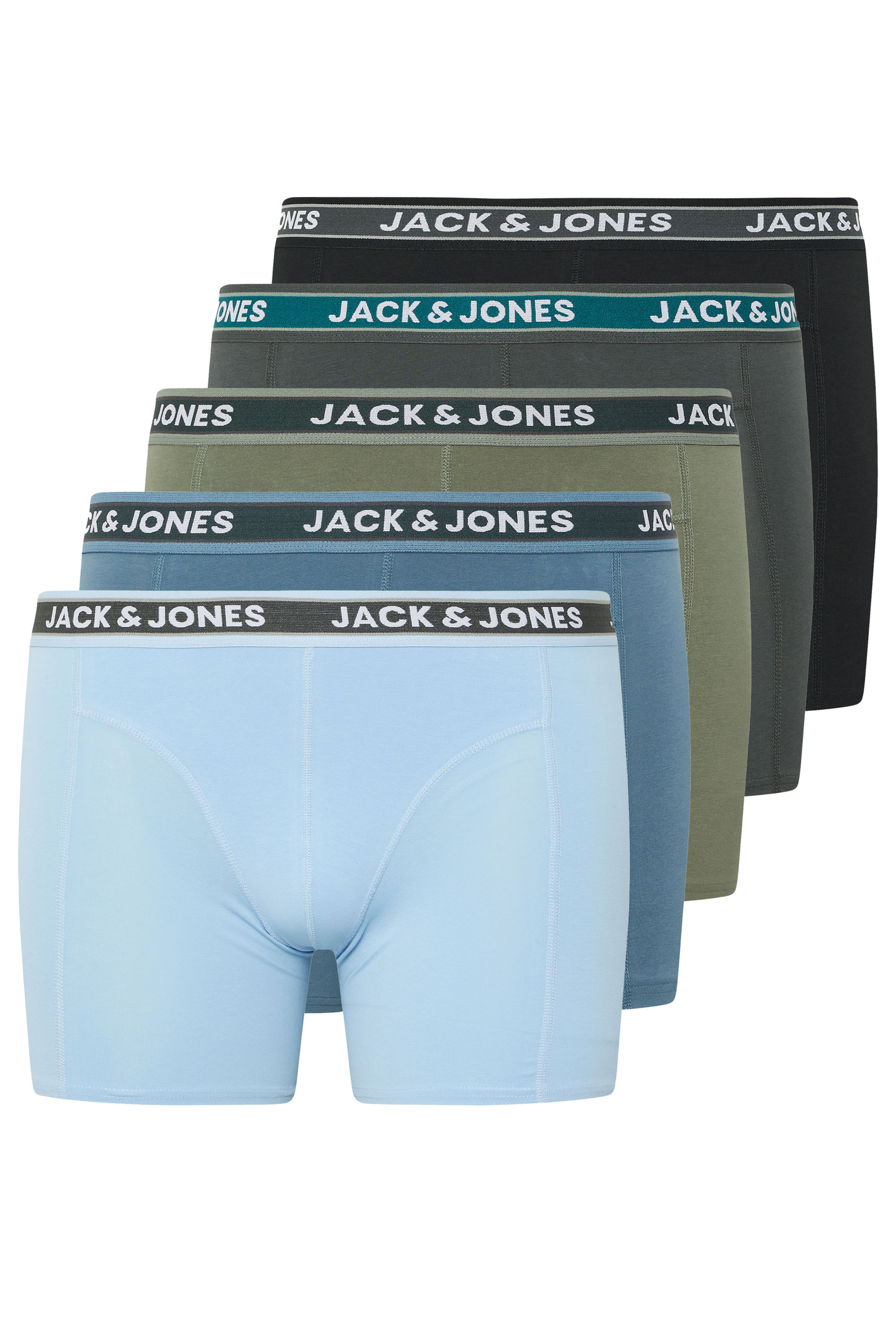 JACK & JONES Big & Tall 5 Pack Blue & Black Boxers | BadRhino 4