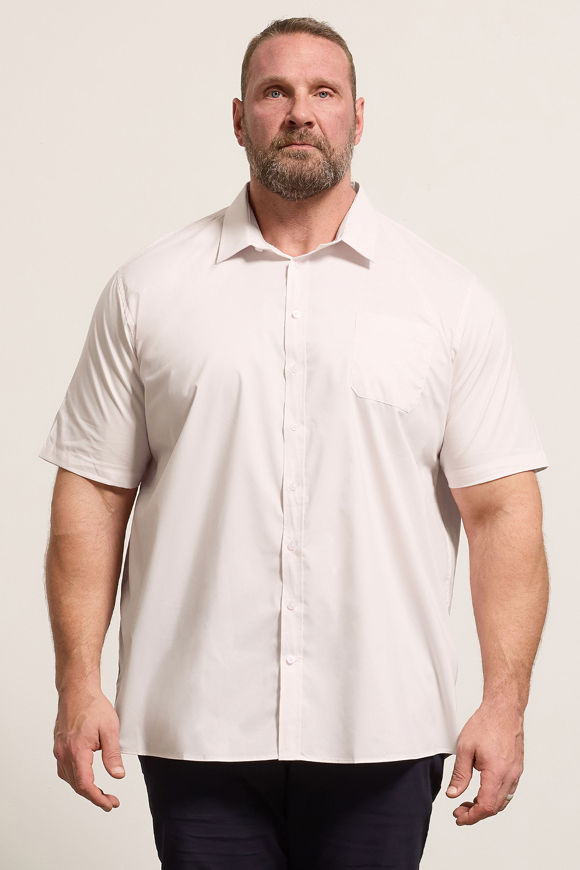 D555 Big & Tall Pink Short Sleeve Non Iron Stretch Shirt | BadRhino 3