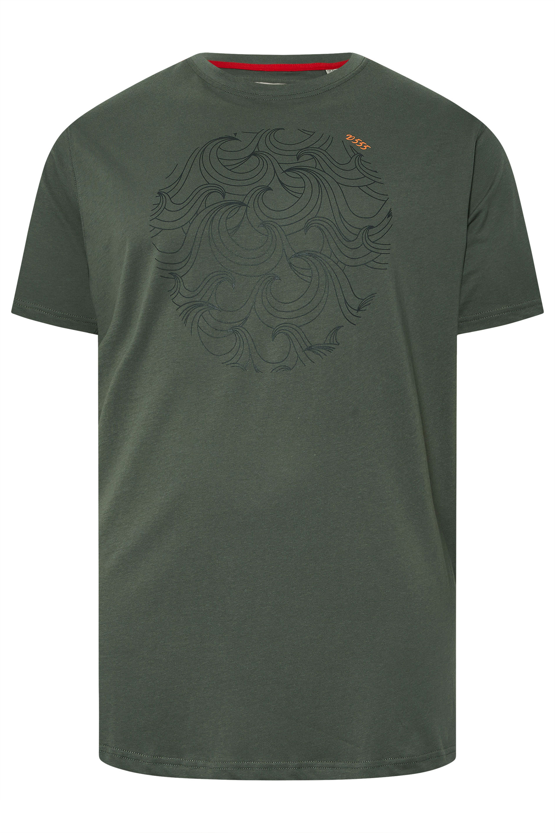D555 Big & Tall Khaki Green Circle Wave T-Shirt | BadRhino 3