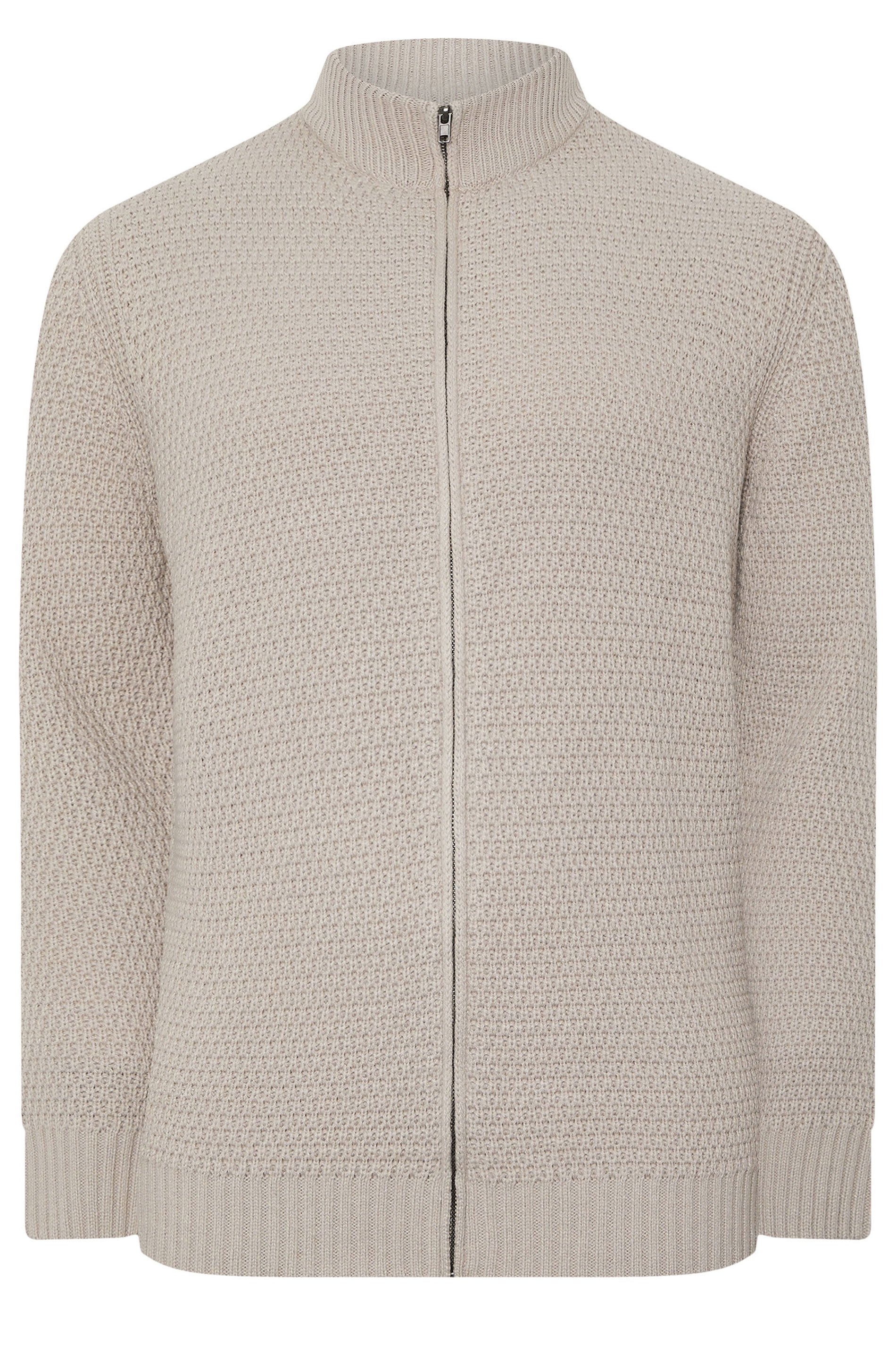 BadRhino Big & Tall Natural Brown Wool Zip Through Jumper | BadRhino 5