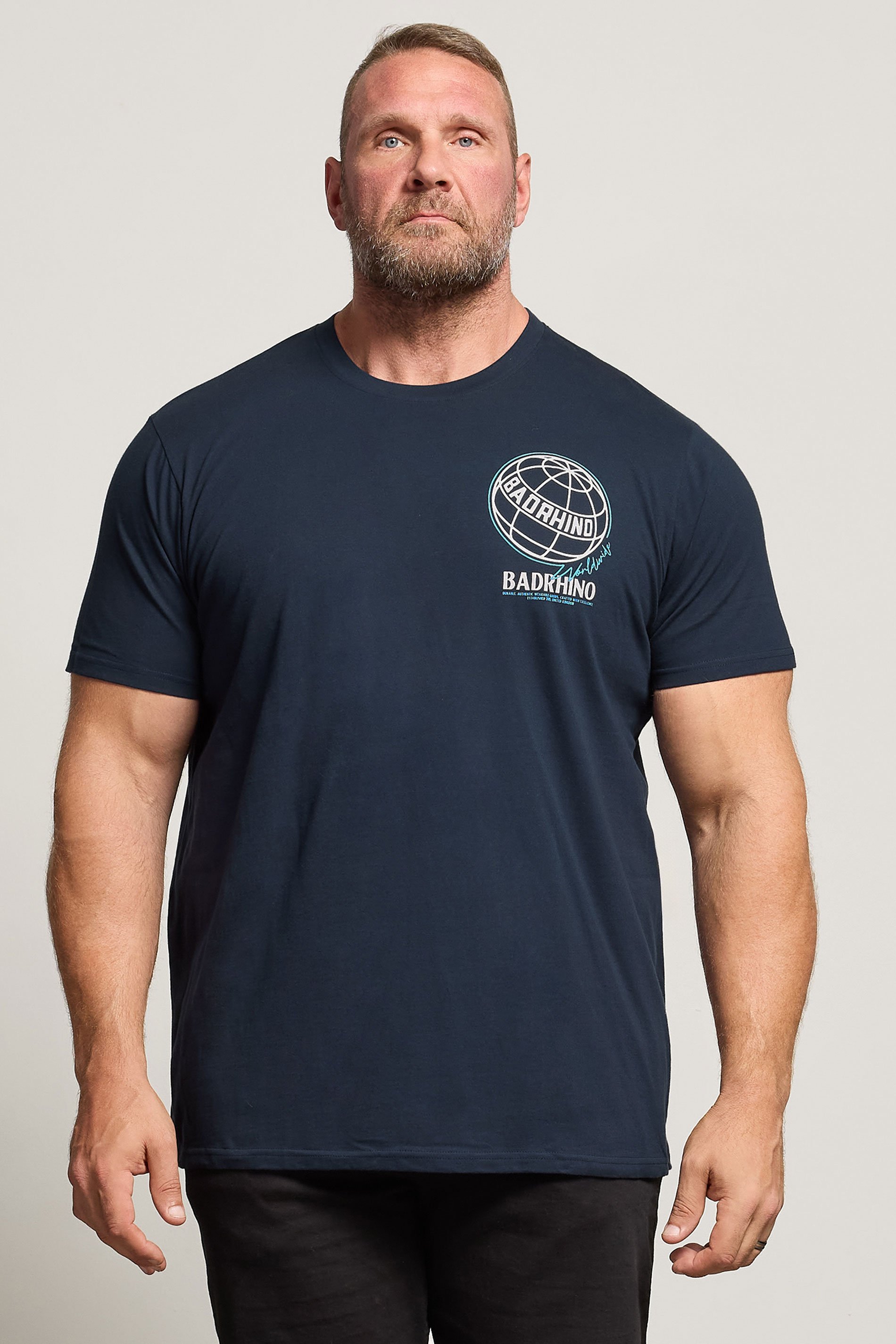 BadRhino Big & Tall 3 PACK Black & Navy Blue Worldwide Graphic T-Shirts | BadRhino 2