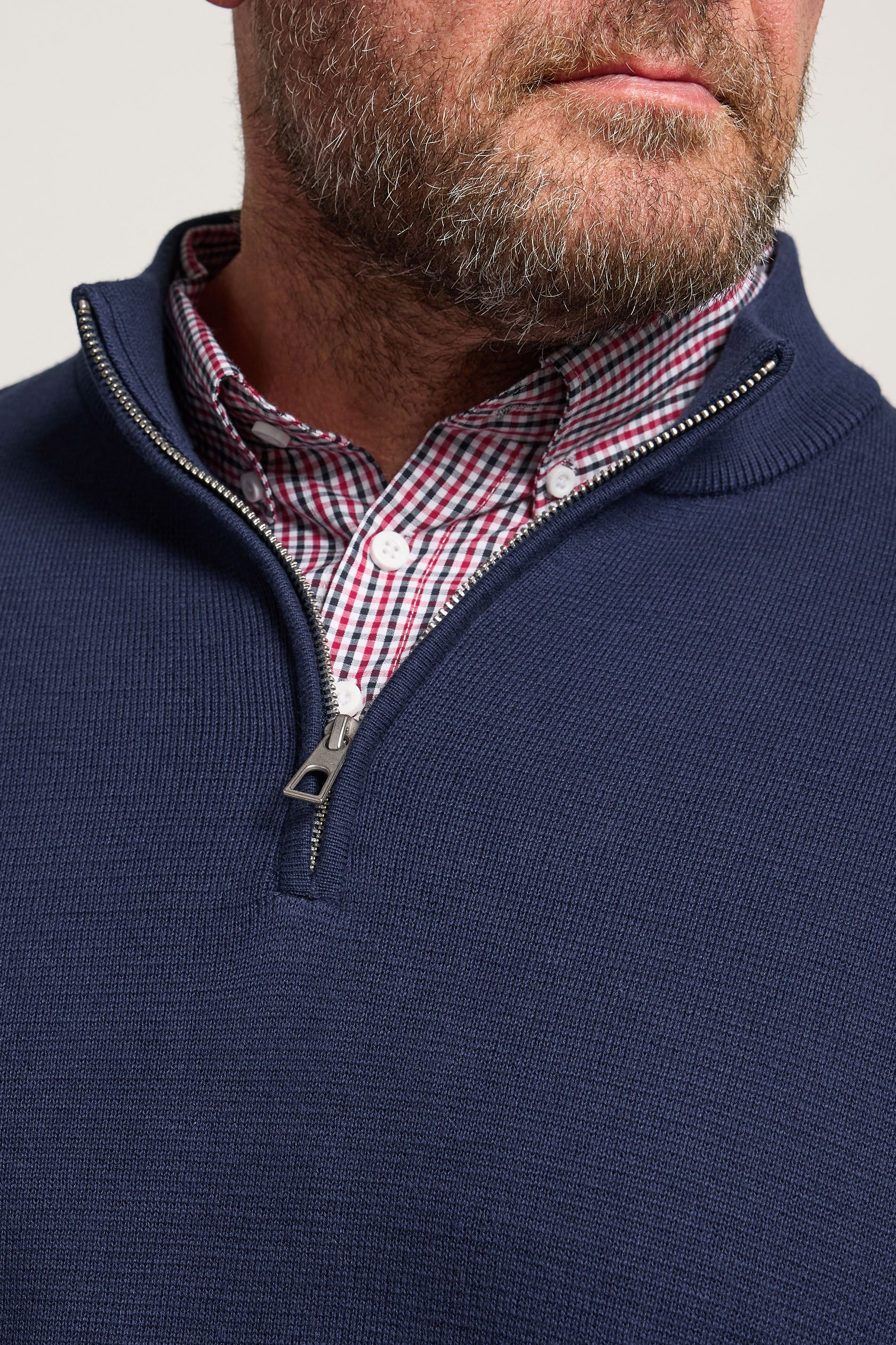 BadRhino Big & Tall Navy Blue Mock Shirt Milano Quarter Zip Jumper | BadRhino 4