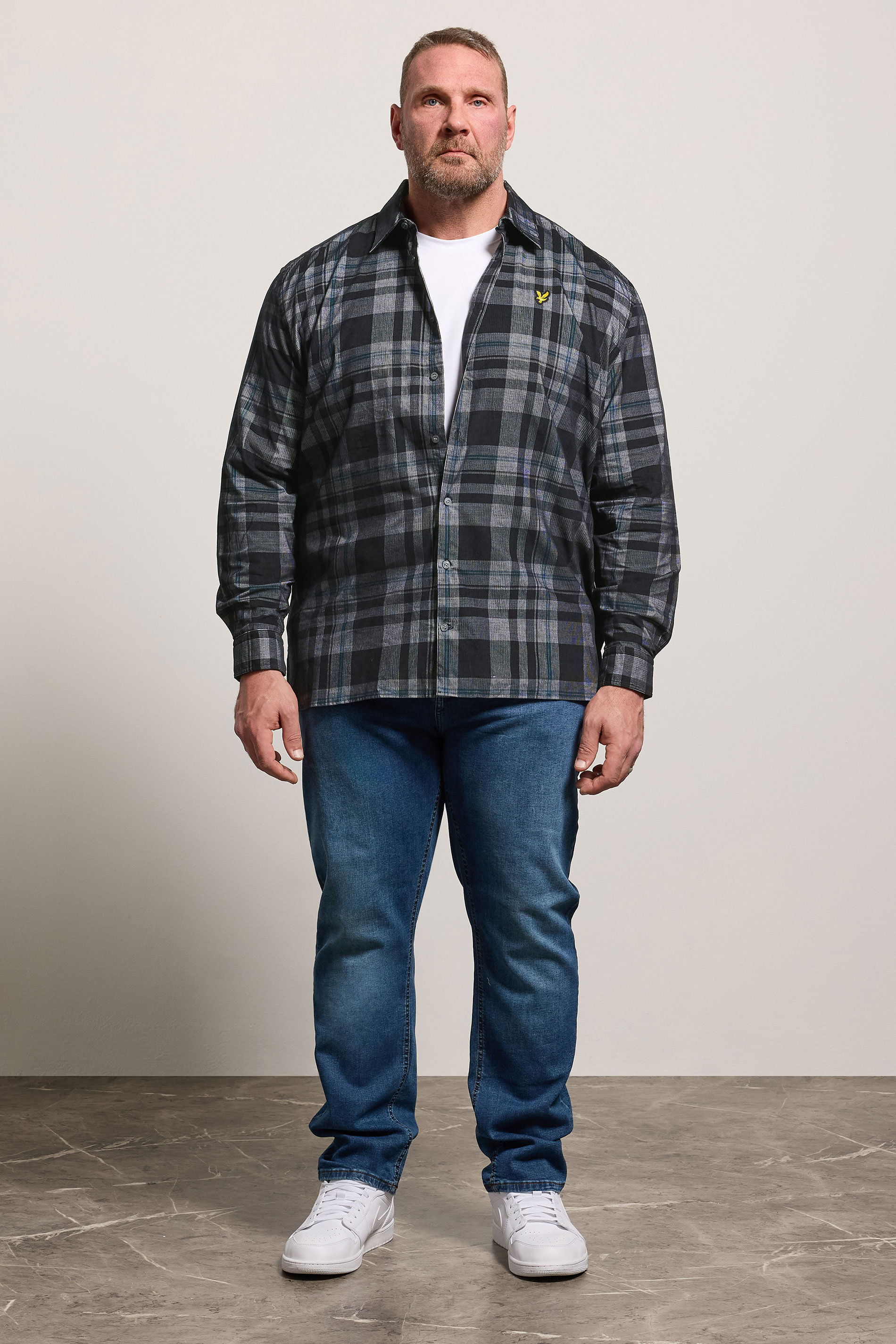 LYLE & SCOTT Big & Tall Black & White Check Shirt | BadRhino 1