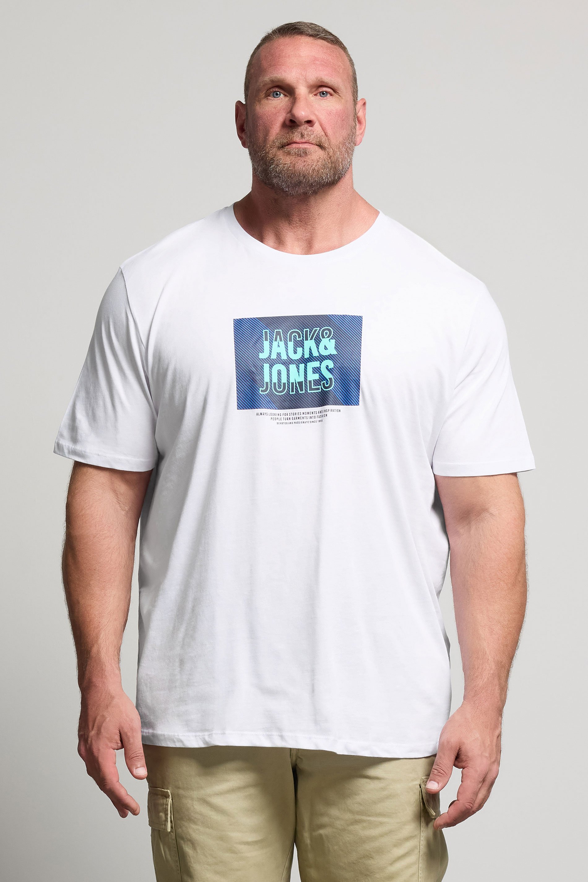 JACK & JONES Big & Tall White Hudson T-Shirt | BadRhino 1