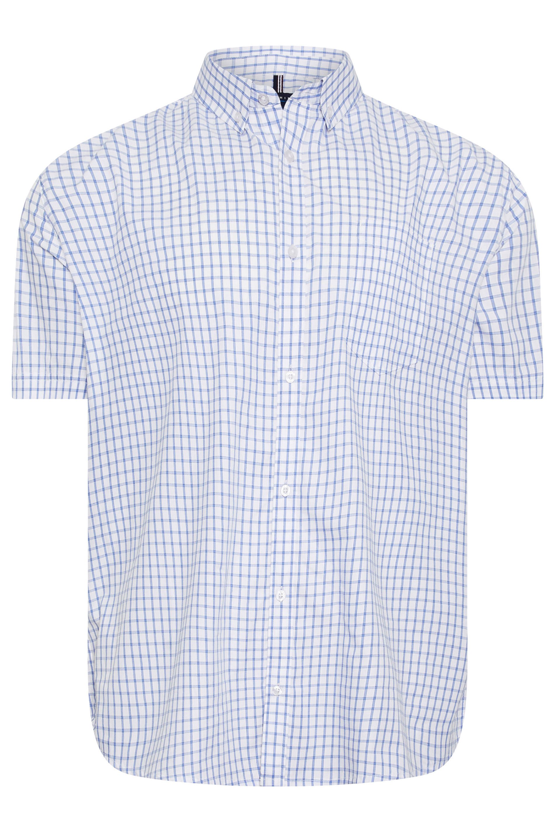 BadRhino Big & Tall Blue & White Small Check Print Shirt | BadRhino 4