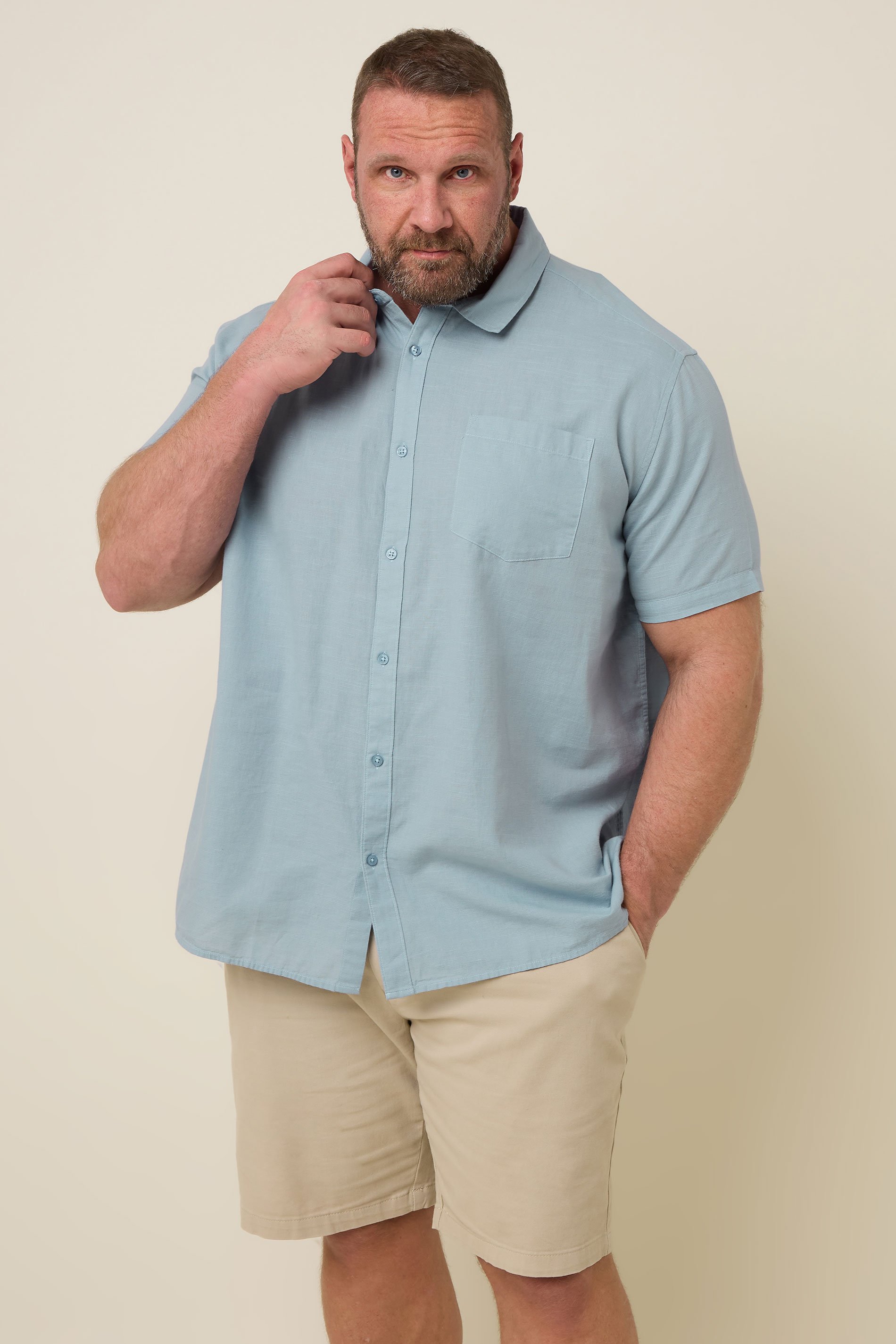 BadRhino Big & Tall Dusky Blue Linen Shirt | BadRhino 2