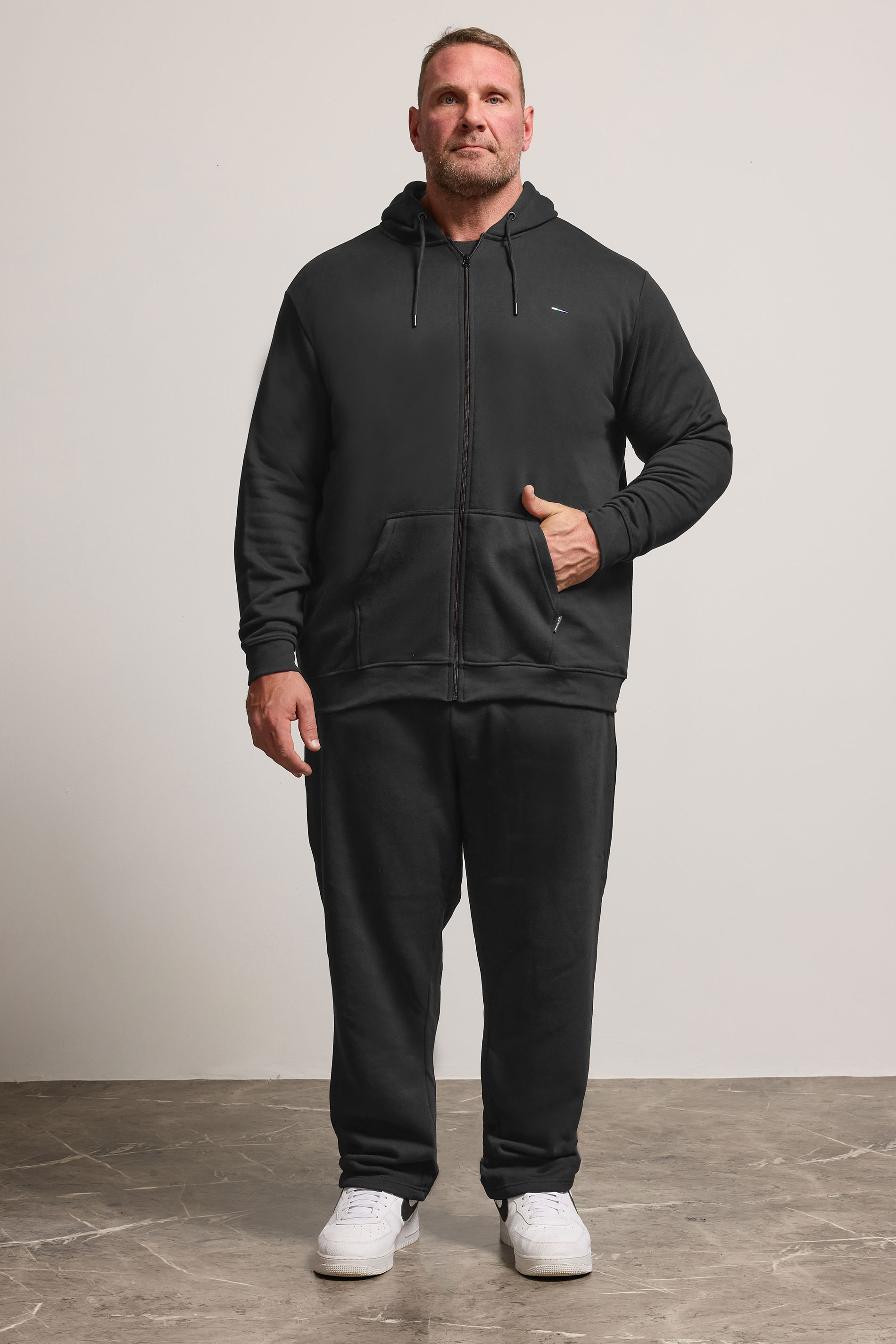 BadRhino Big & Tall 2 PACK Black Zip Through Essential Hoodie | BadRhino 3