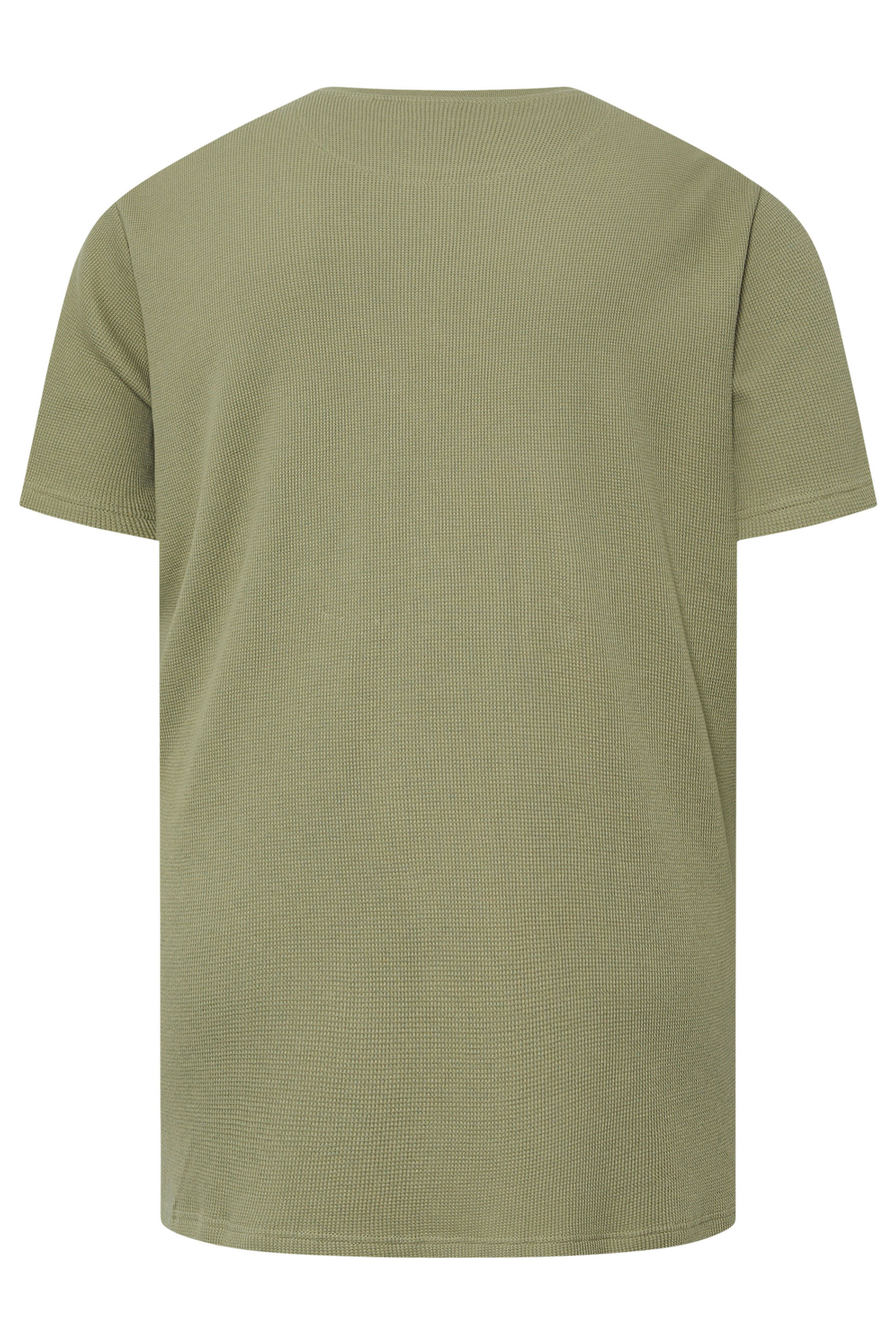 STUDIO A Big & Tall Khaki Green Waffle Textured T-Shirt | BadRhino 3