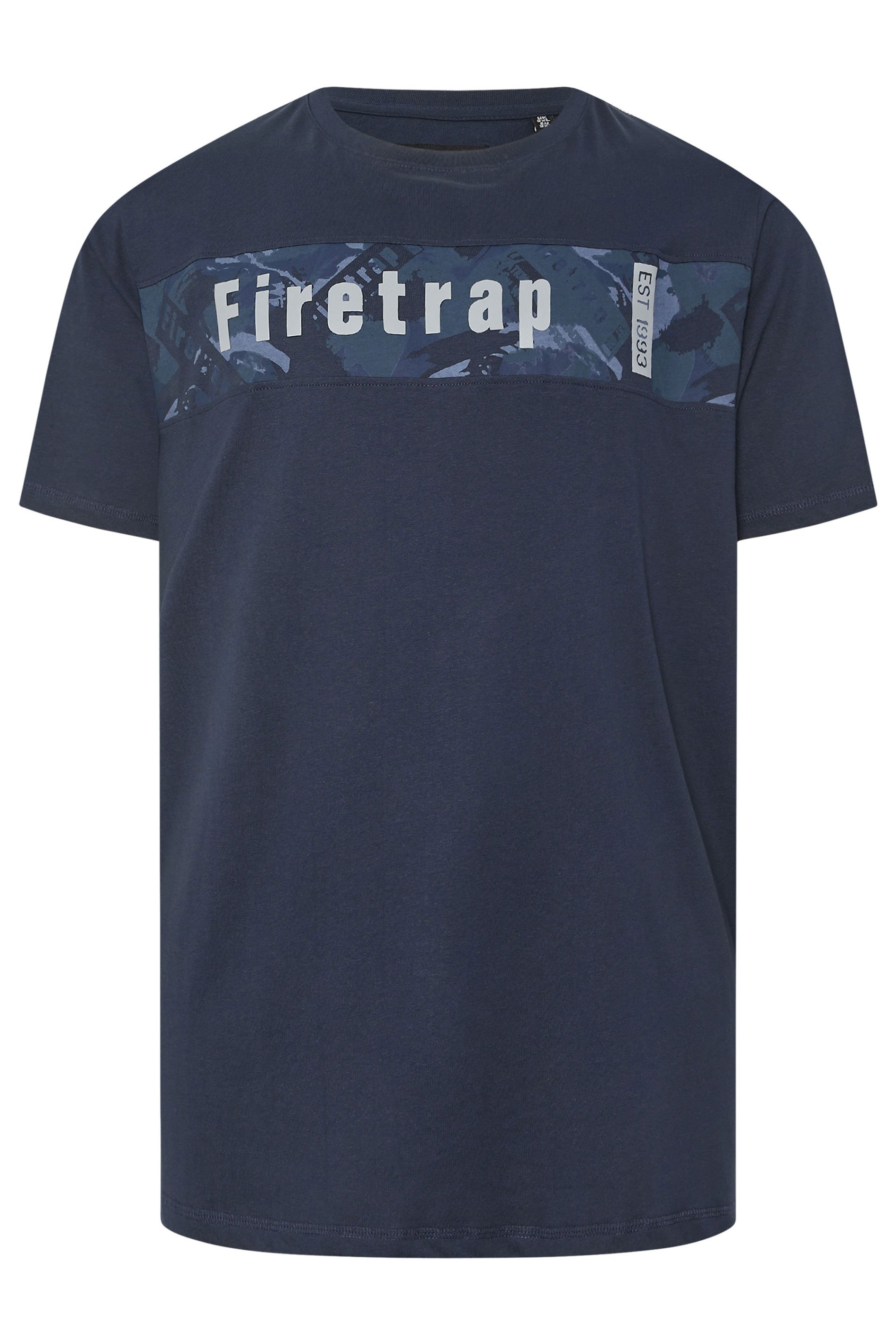 FIRETRAP Big & Tall Navy Blue Logo Print T-Shirt | BadRhino 1