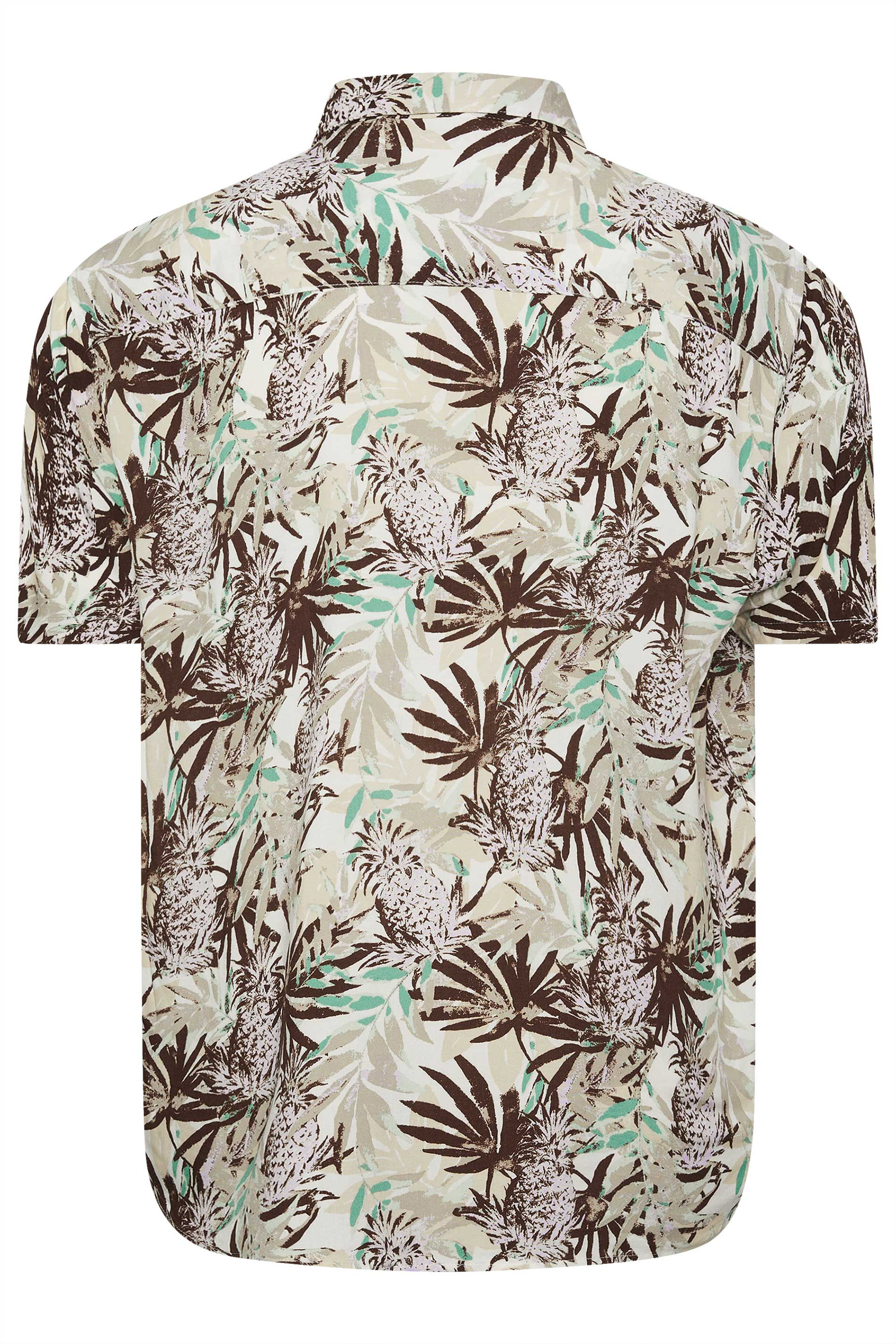 BLEND Big & Tall Brown Pineapple Print Short Sleeve Shirt | BadRhino 3