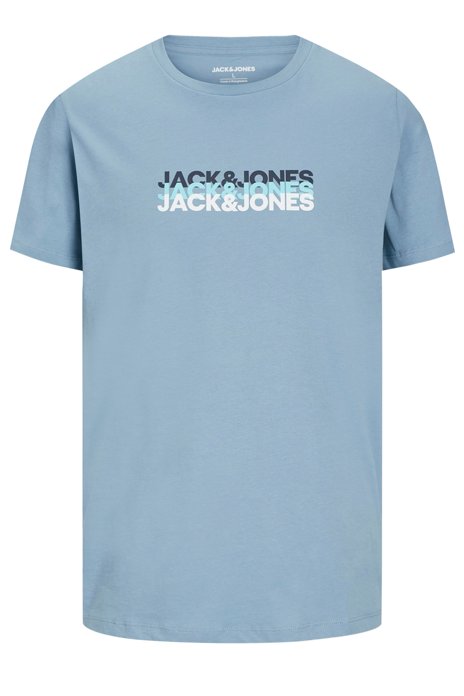 JACK & JONES Big & Tall Spring Blue Chest Logo Trio Crew Neck T-Shirt | BadRhino 2