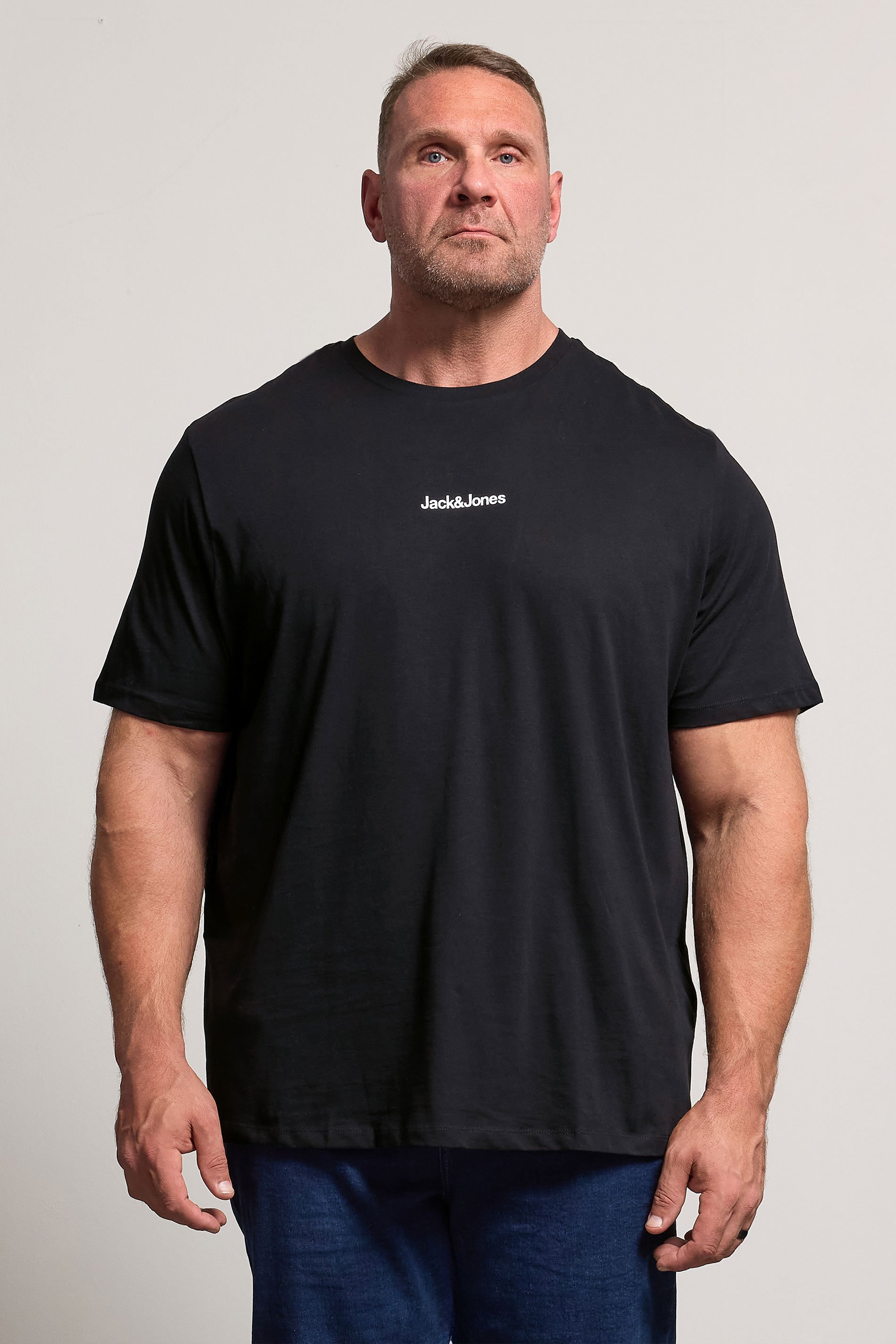 JACK & JONES Big & Tall Black Crew Neck Graphic T-Shirt 1