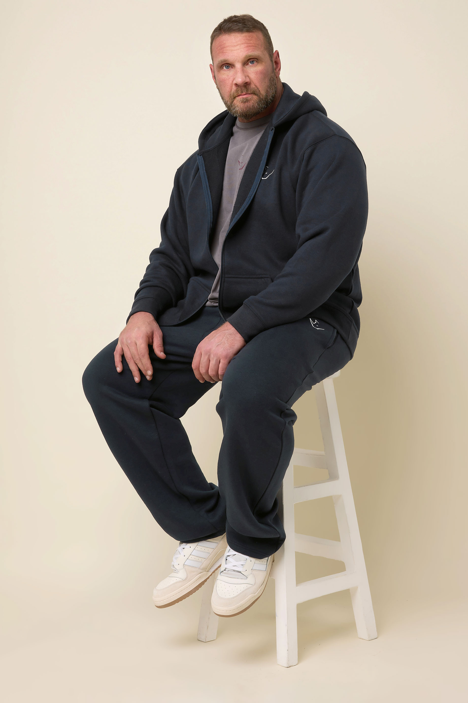 IronRhino Big & Tall Navy Blue 'Rest Day' Zip Through Hoodie | BadRhino 3