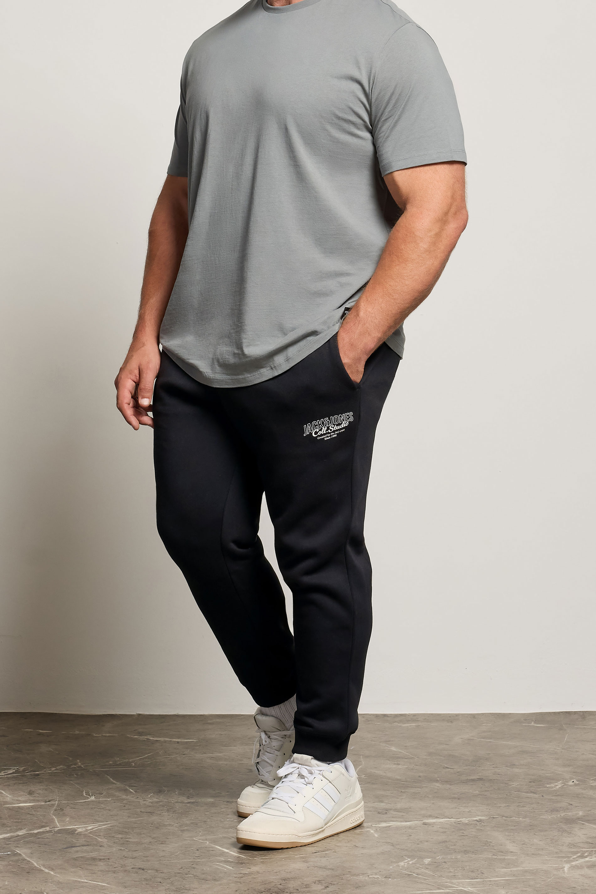 JACK & JONES Big & Tall Black Printed Joggers | BadRhino 1