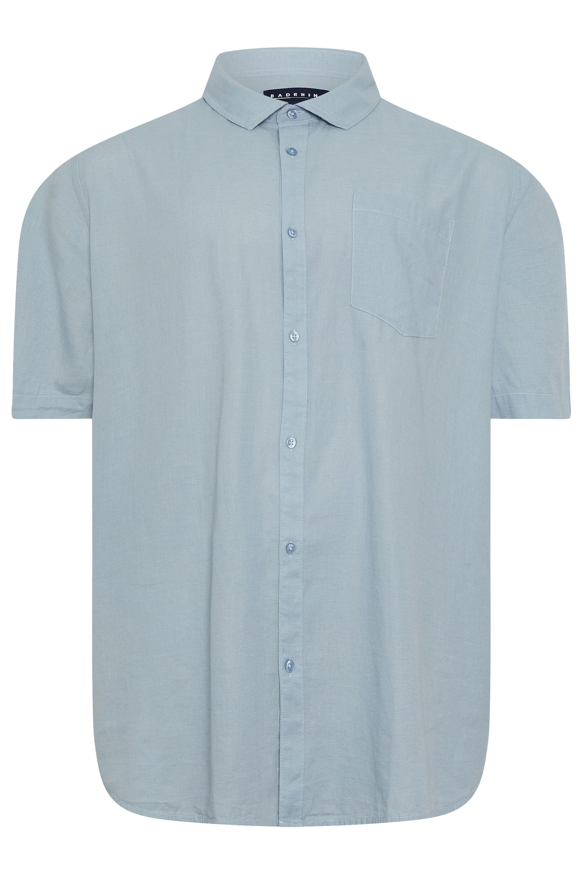 BadRhino Big & Tall Dusky Blue Linen Shirt | BadRhino 7