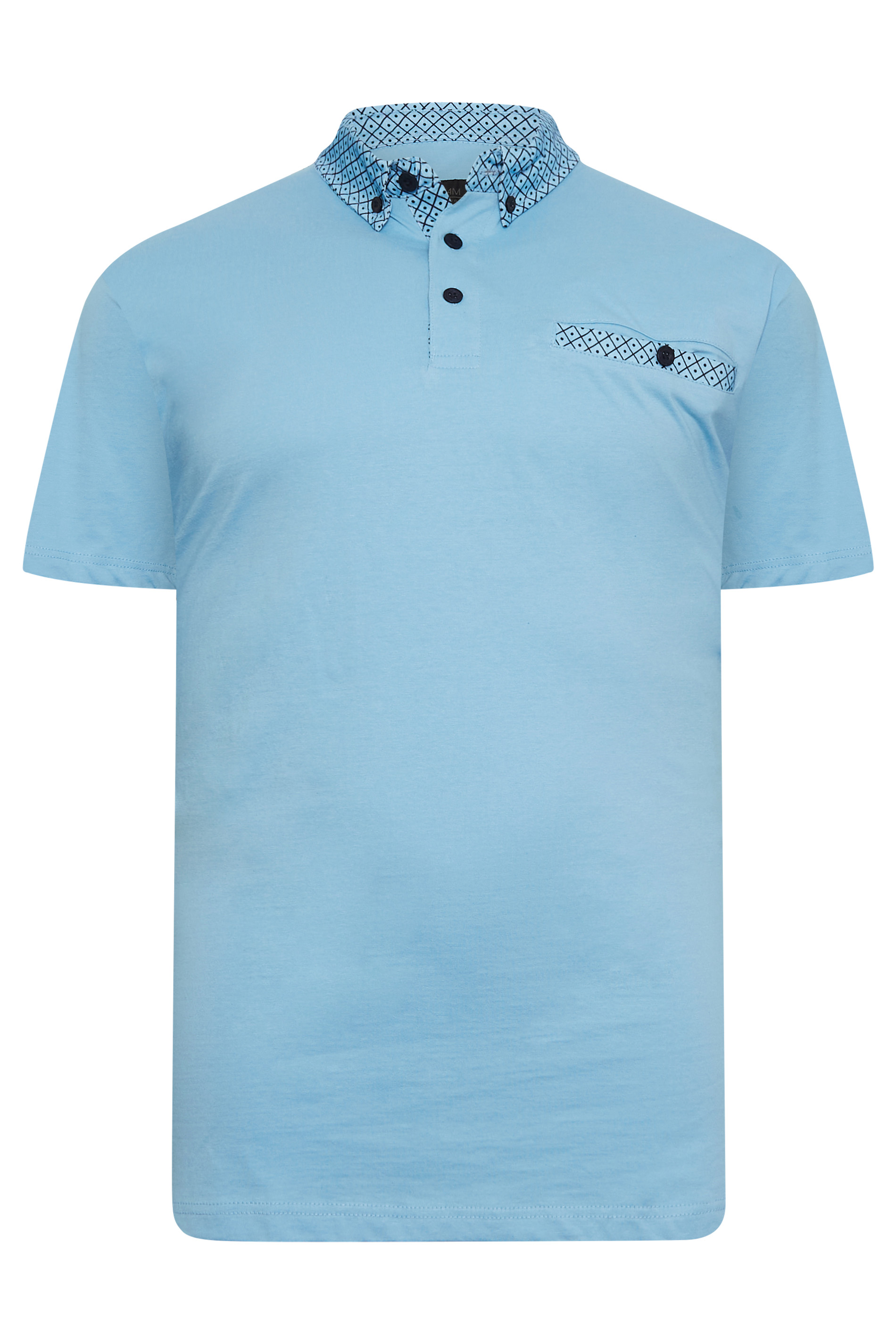 KAM Big & Tall Blue Premium Contrast Collar Polo Shirt | BadRhino