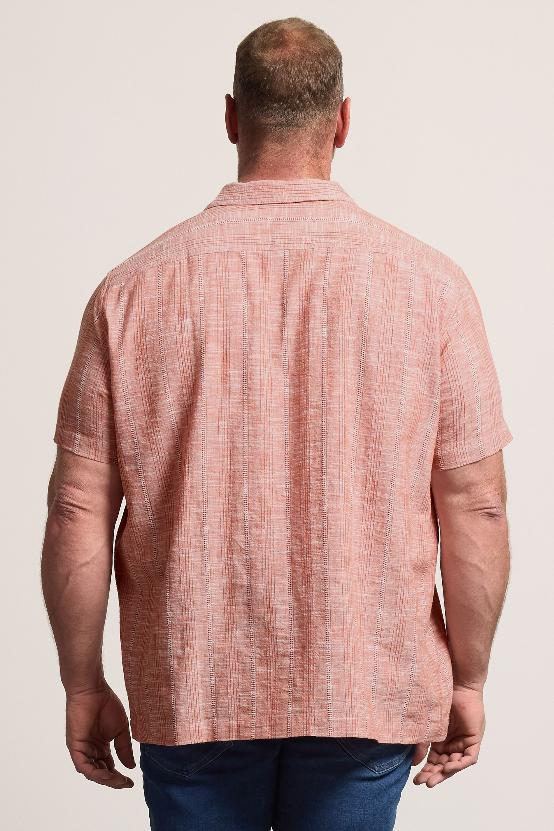 BadRhino Big & Tall Coral Pink Textured Stripe Shirt | BadRhino 4