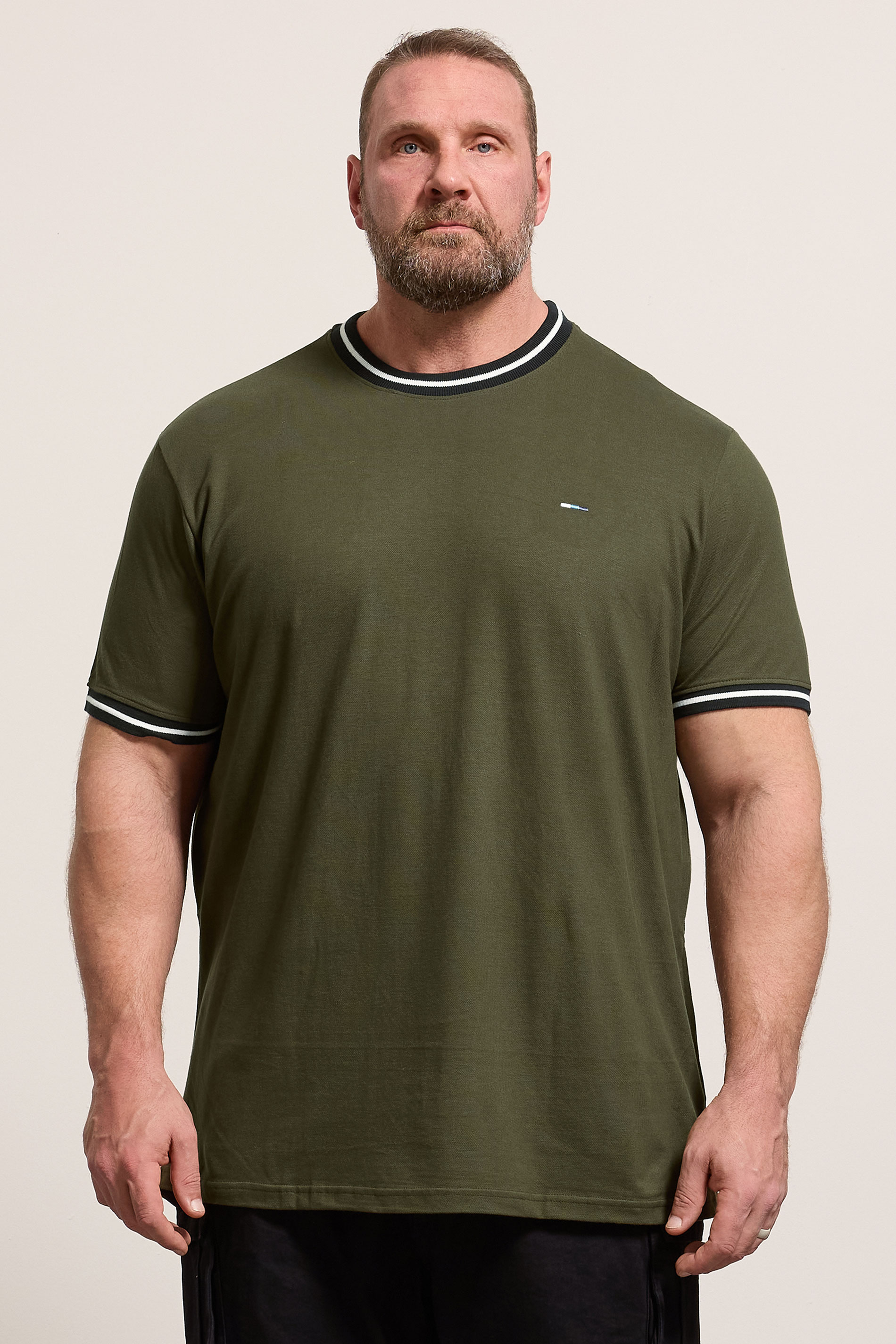BadRhino Big & Tall Olive Green Pique Ringer T-Shirt | BadRhino 3