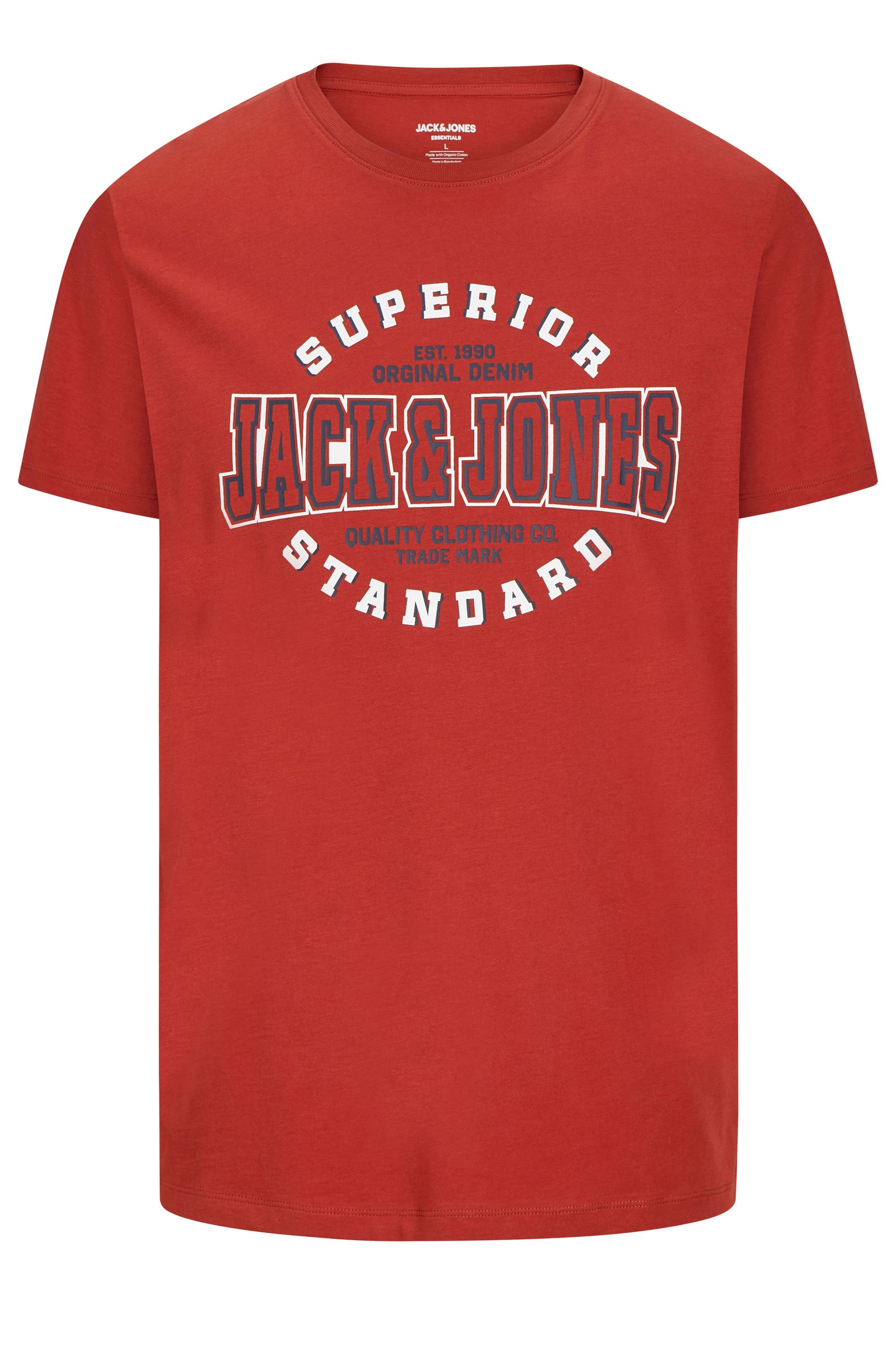 JACK & JONES Big & Tall Red 'Superior Standard' Chest Logo T