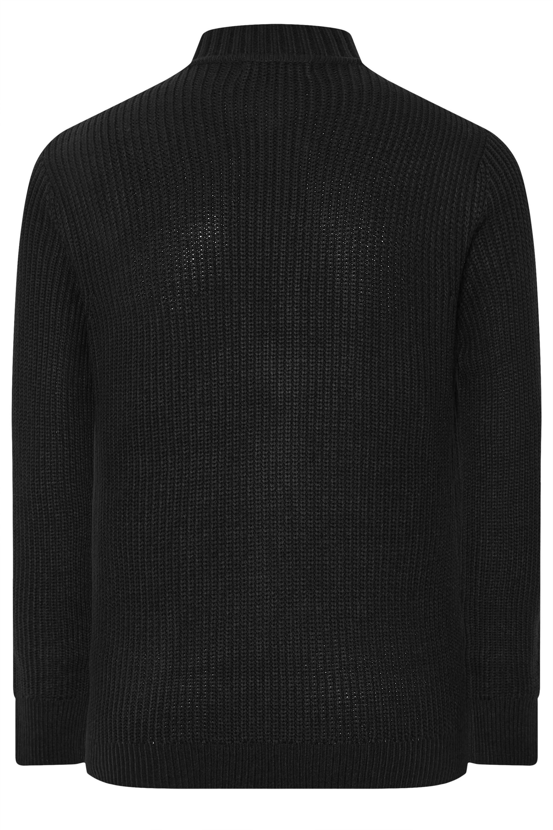 BadRhino Big & Tall Black Ribbed Zip Through Knitted Jumper | BadRhino 7