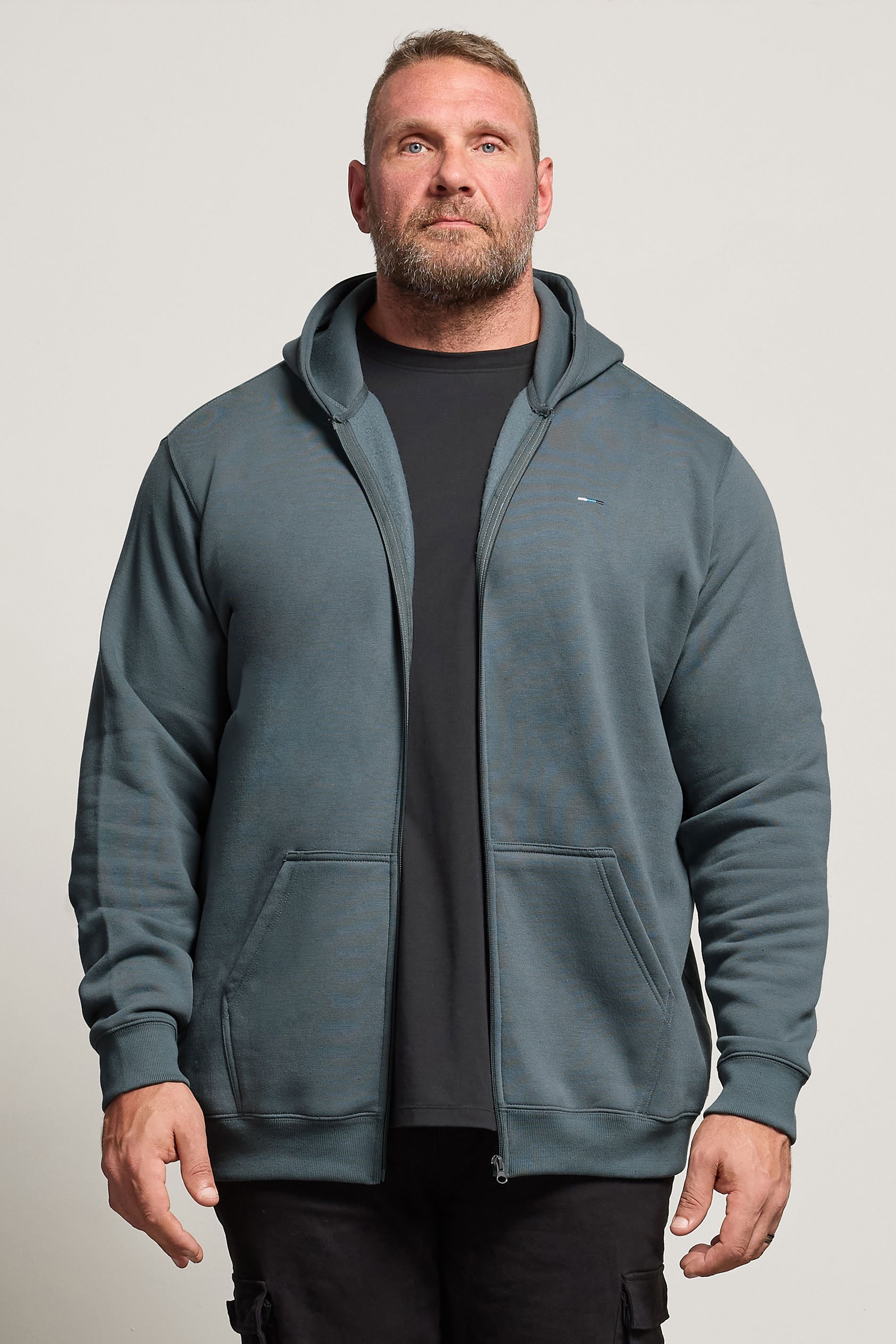 BadRhino Big & Tall Storm Blue Zip Through Hoodie | BadRhino 1