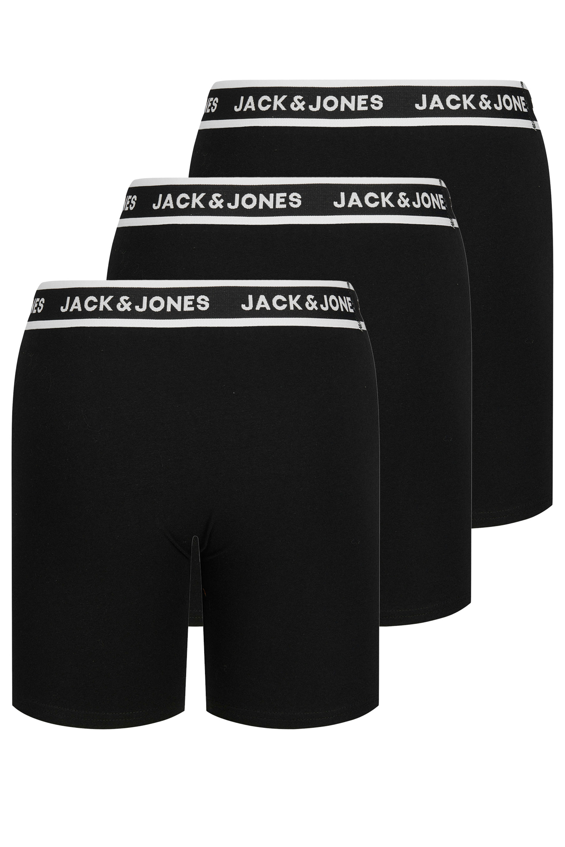 JACK & JONES Big & Tall 3 Pack Black Contrast Boxers | BadRhino 4