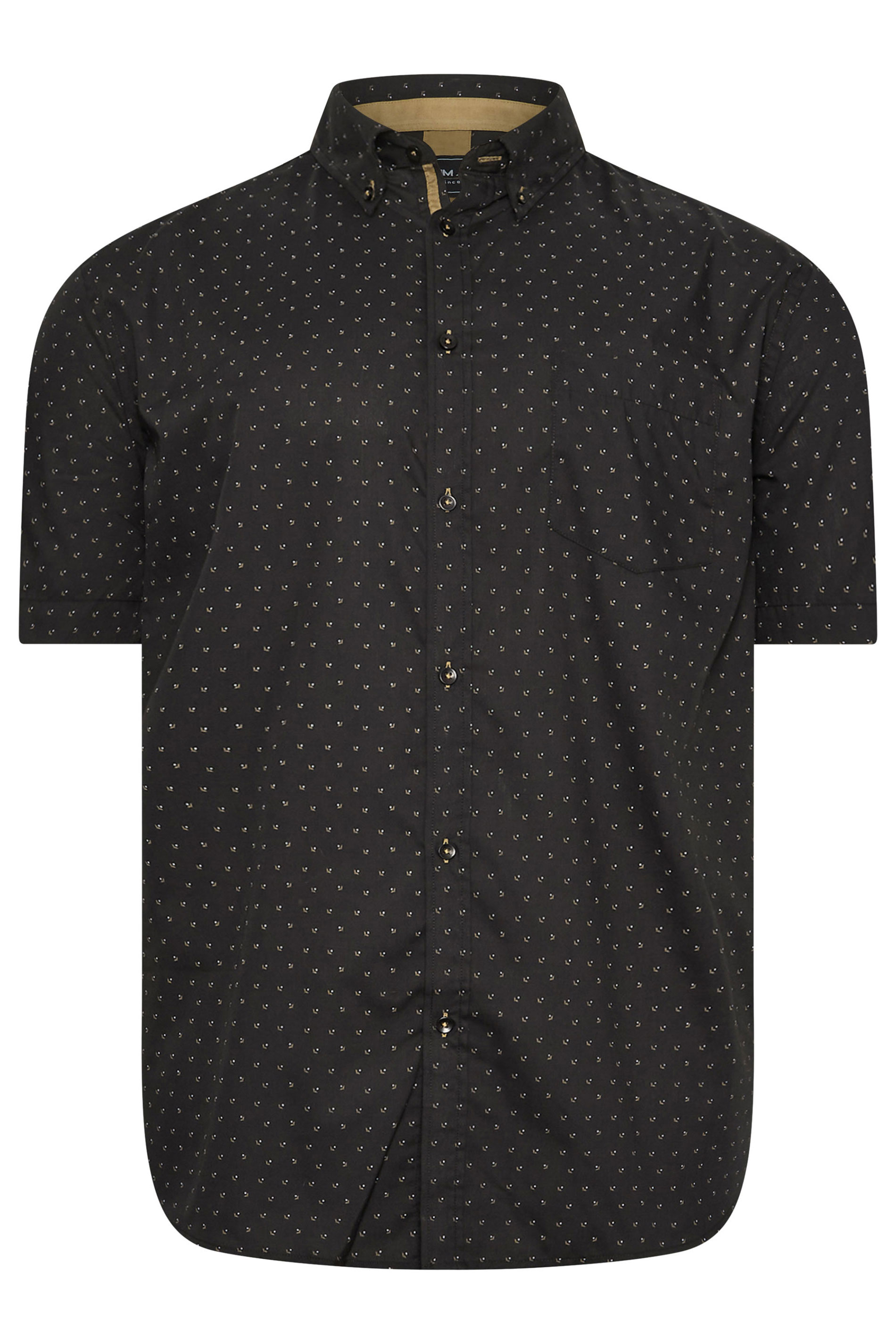KAM Big & Tall Black & Gold Dobby Print Short Sleeve Shirt | BadRhino 3