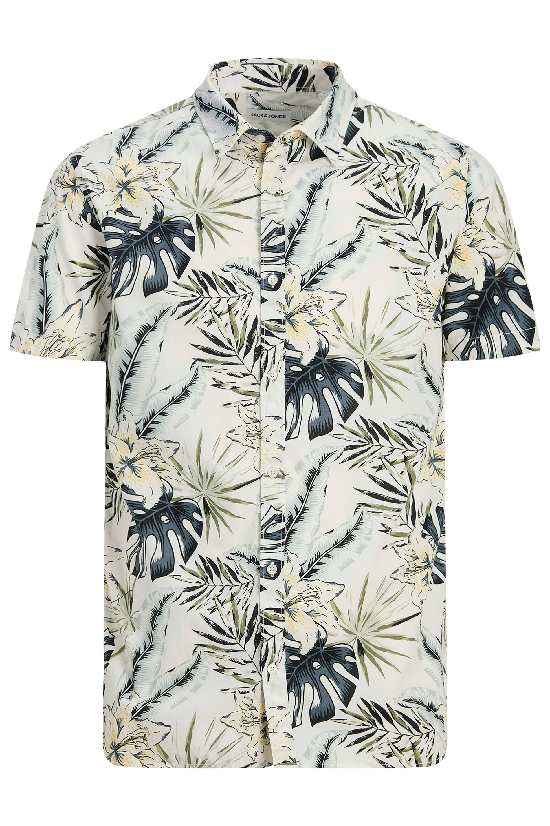 JACK & JONES Big & Tall White Hawaiian Printed Shirt | BadRhino 2