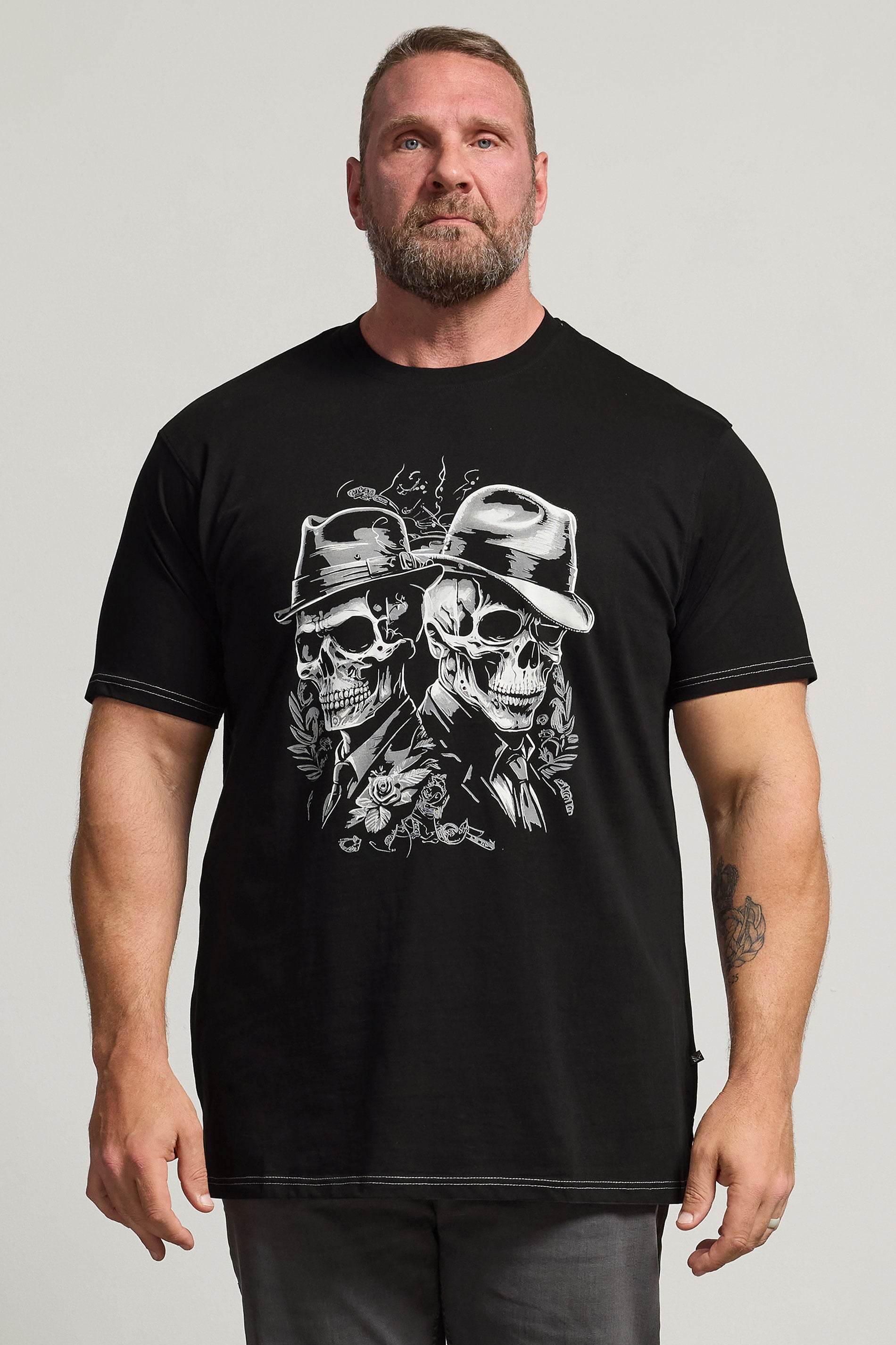 KAM Big & Tall Black Gentleman Skull T-Shirt | BadRhino 3