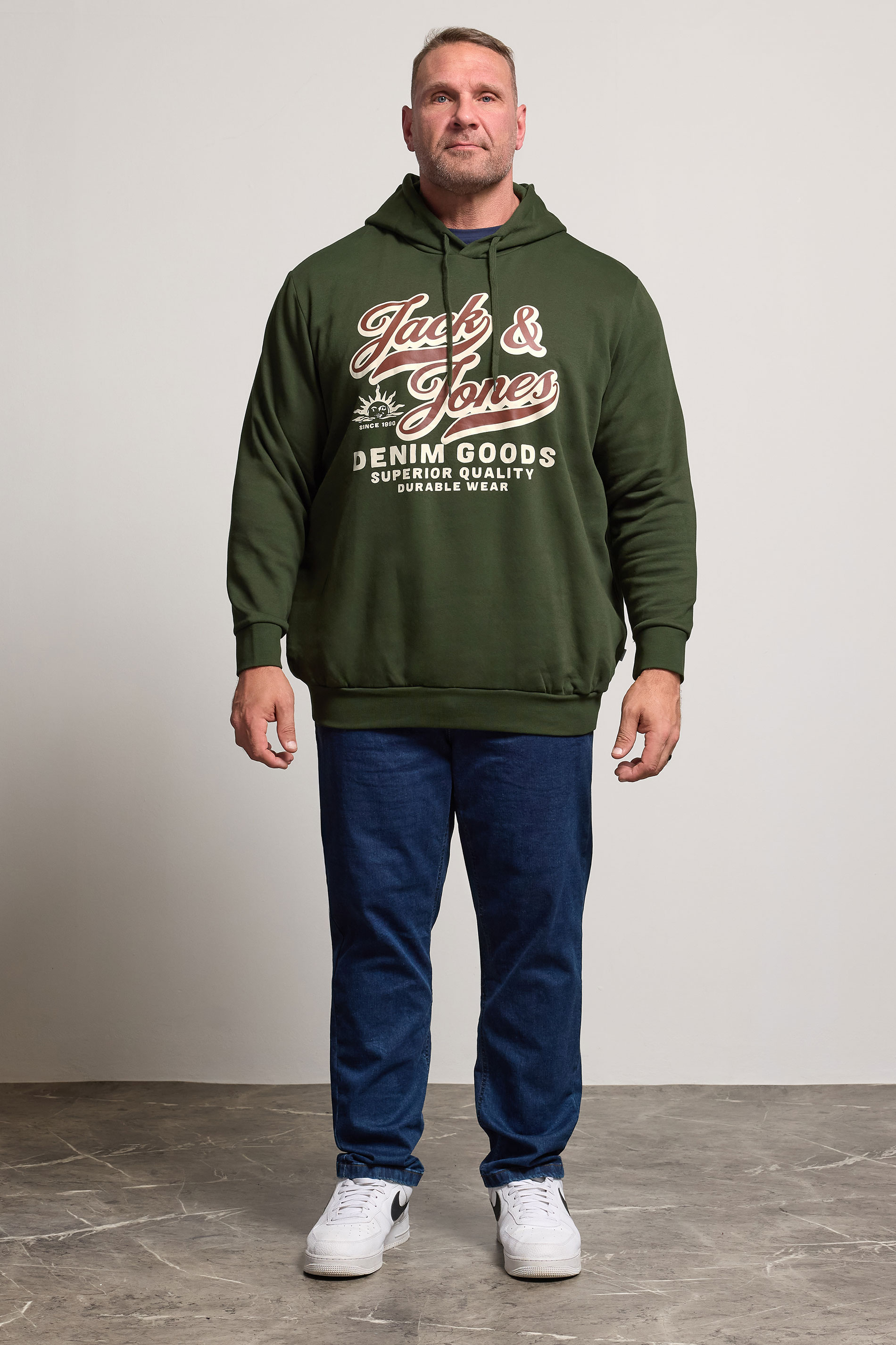 Jack & Jones Big & Tall Duffel Green Superior Hoodie | BadRhino 2
