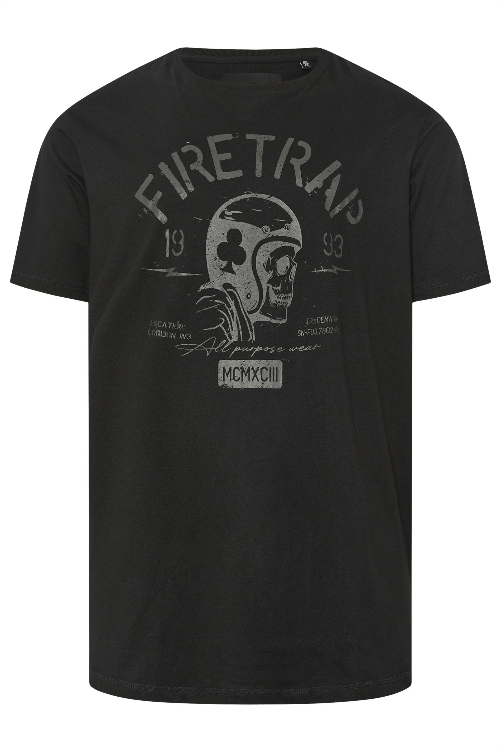 FIRETRAP Big & Tall Black Forged Iron Print T-Shirt | BadRhino 1