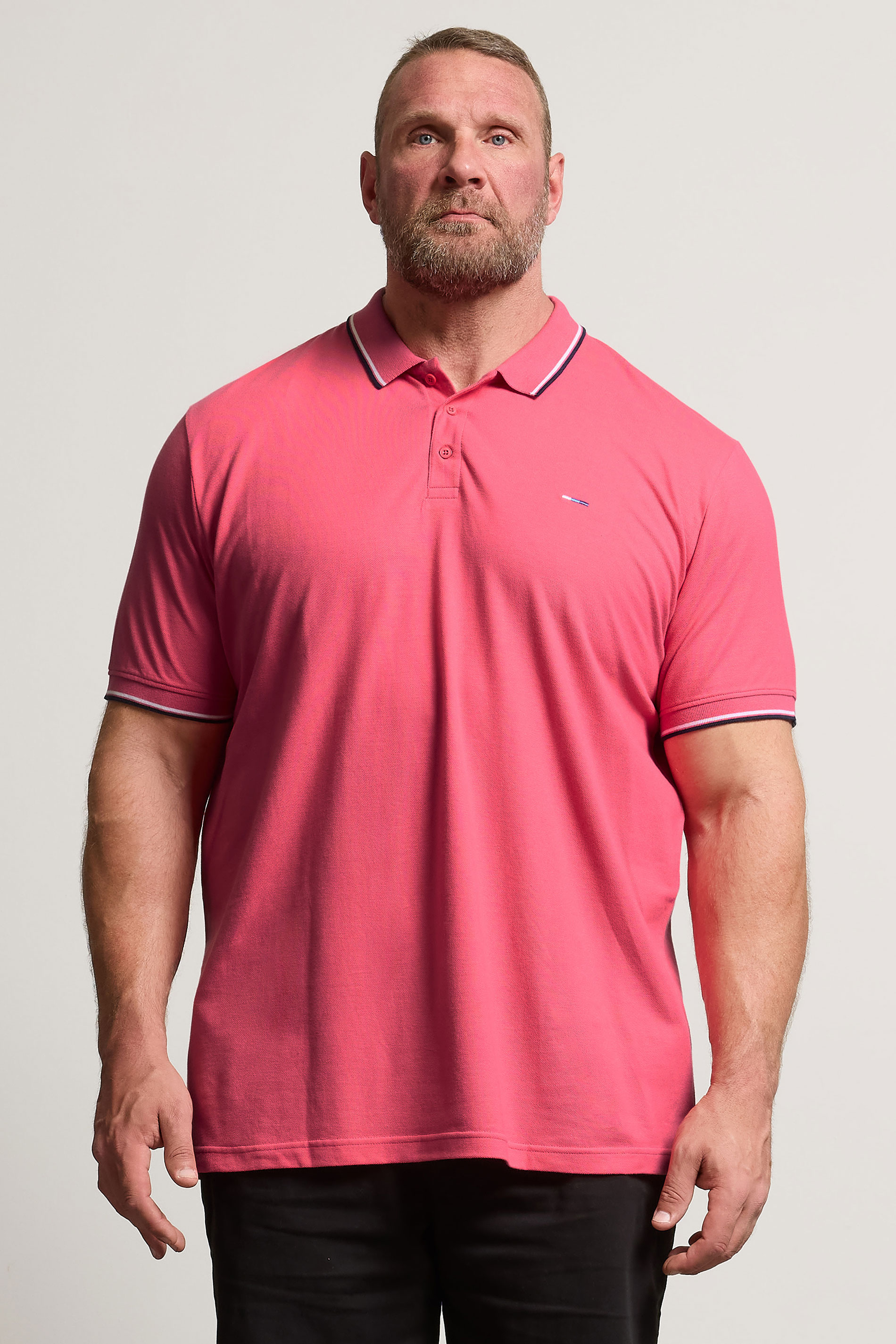 BadRhino Big & Tall Pink Tipped Polo Shirt  1