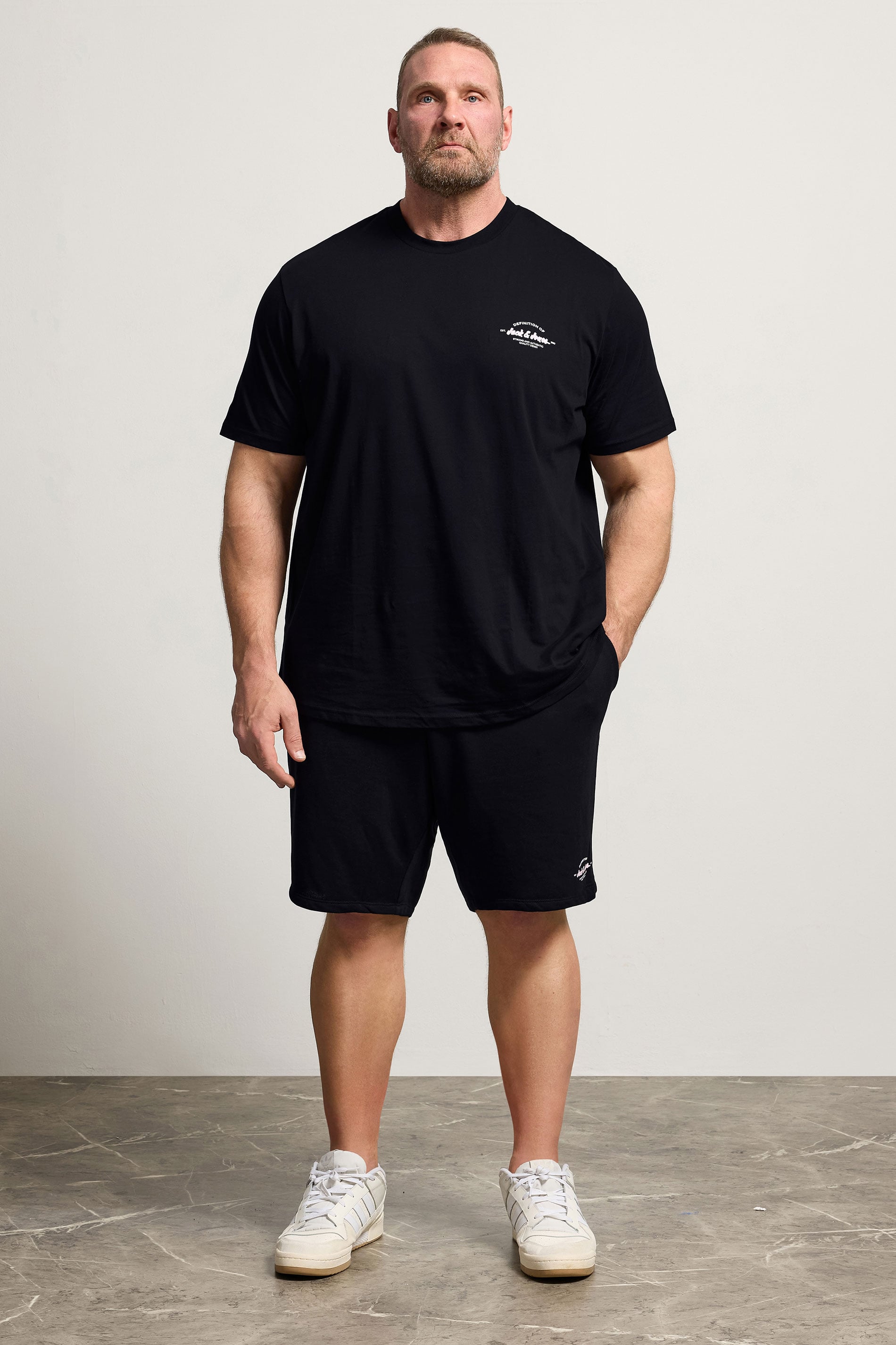 JACK & JONES Big & Tall Black T-Shirt & Shorts Set | BadRhino 3