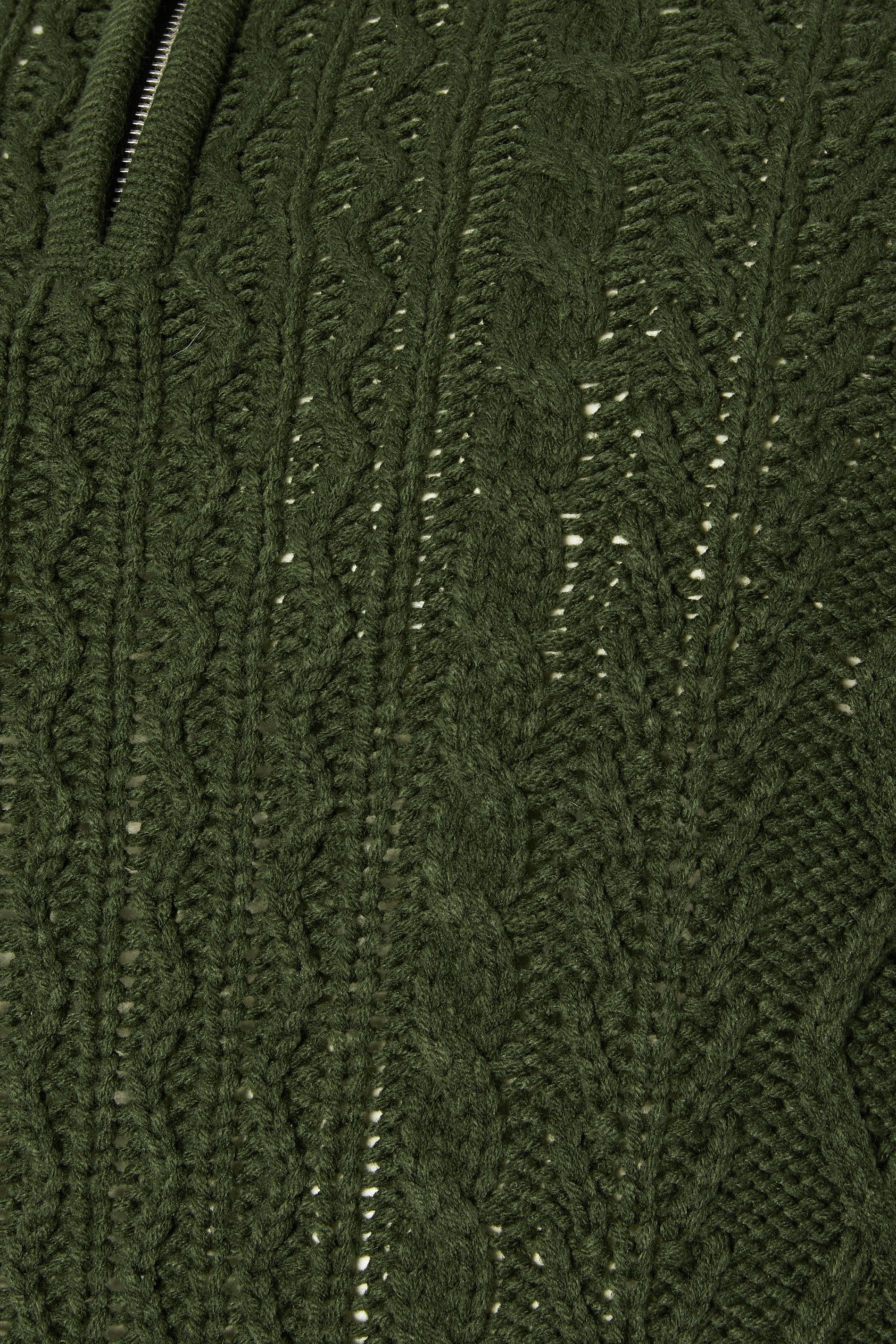 BadRhino Big & Tall Dark Green Cable Knit Quarter Zip Jumper | BadRhino 7