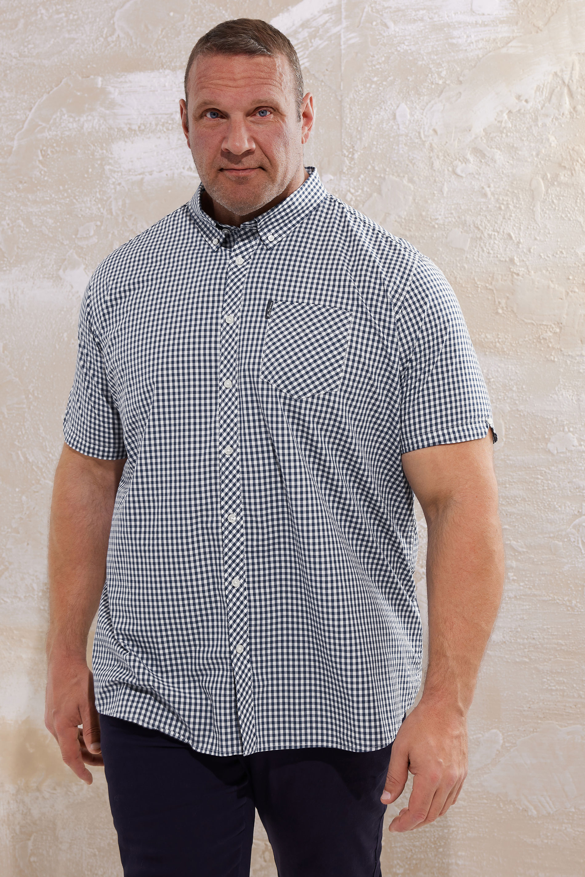 Ben Sherman Big & Tall Blue Gingham Shirt | BadRhino 1