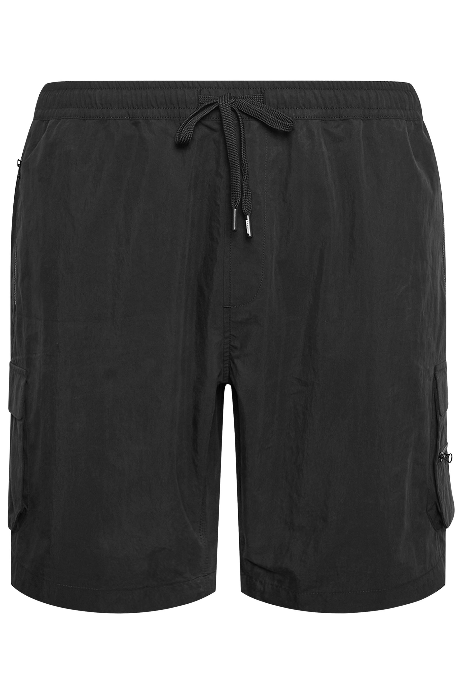BadRhino Big & Tall Black Crinkle Nylon Cargo Shorts | BadRhino 4
