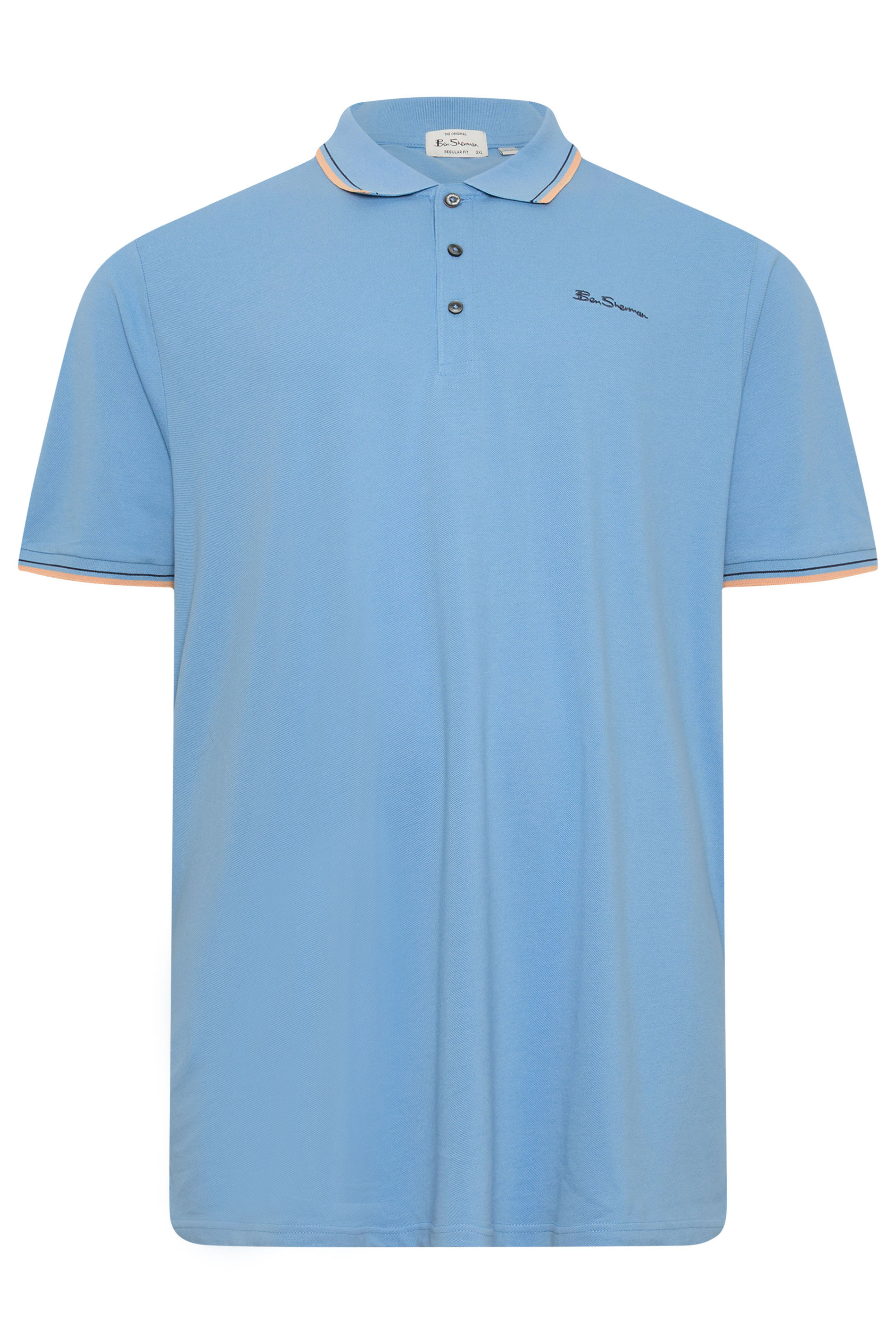 Ben Sherman Big & Tall Turquoise Blue Signature Pique Polo Shirt | BadRhino 2